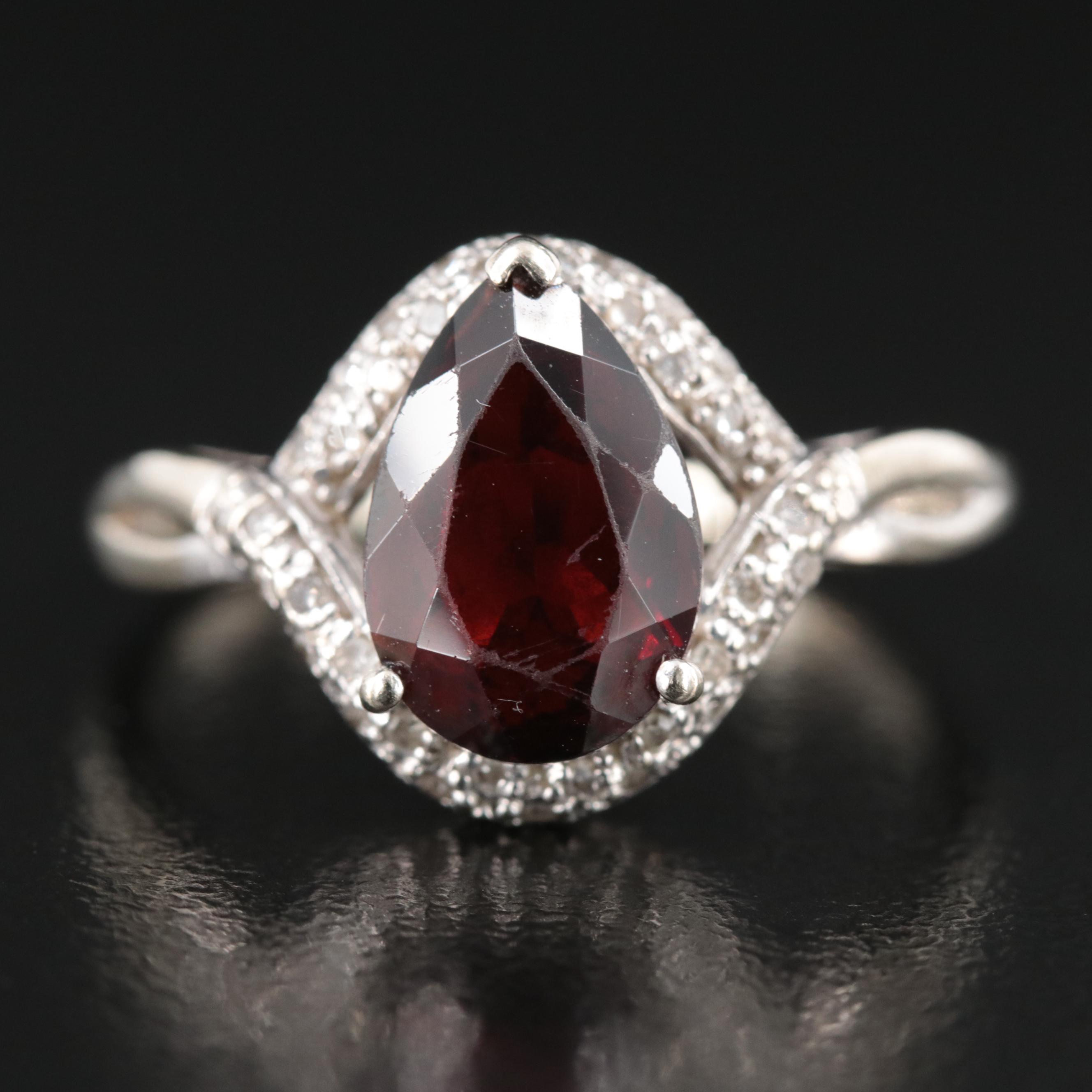 10K Garnet and Diamond Ring