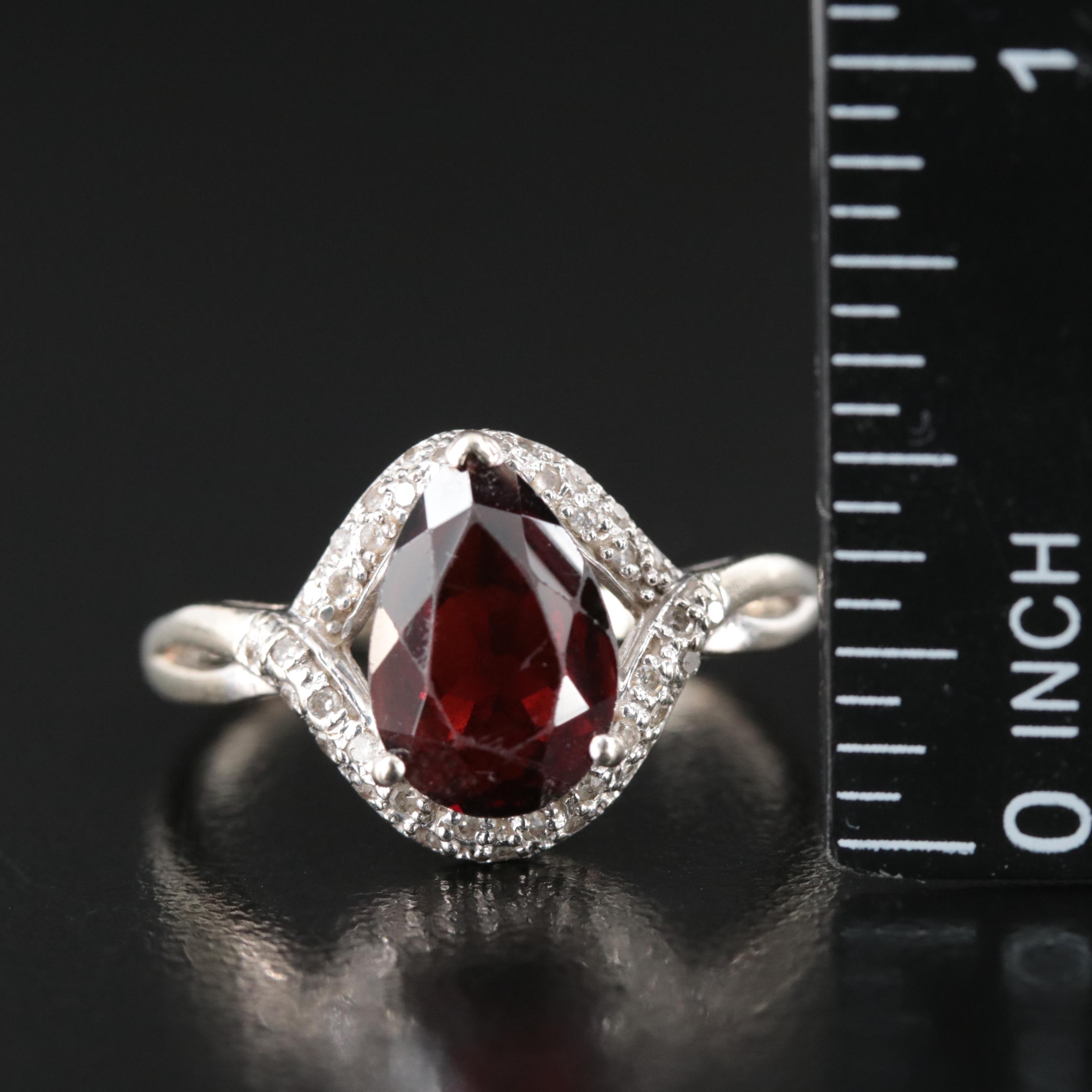 10K Garnet and Diamond Ring