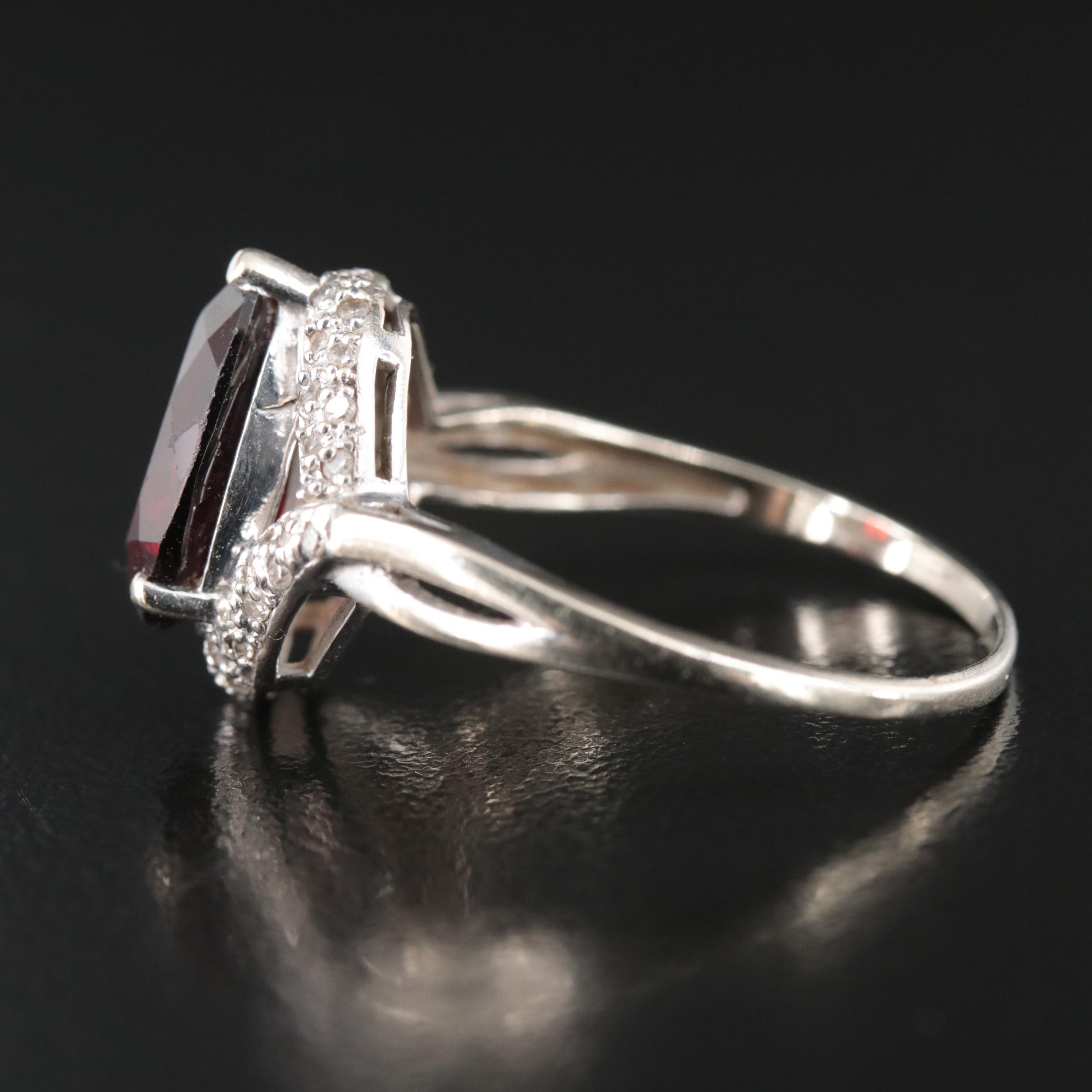 10K Garnet and Diamond Ring