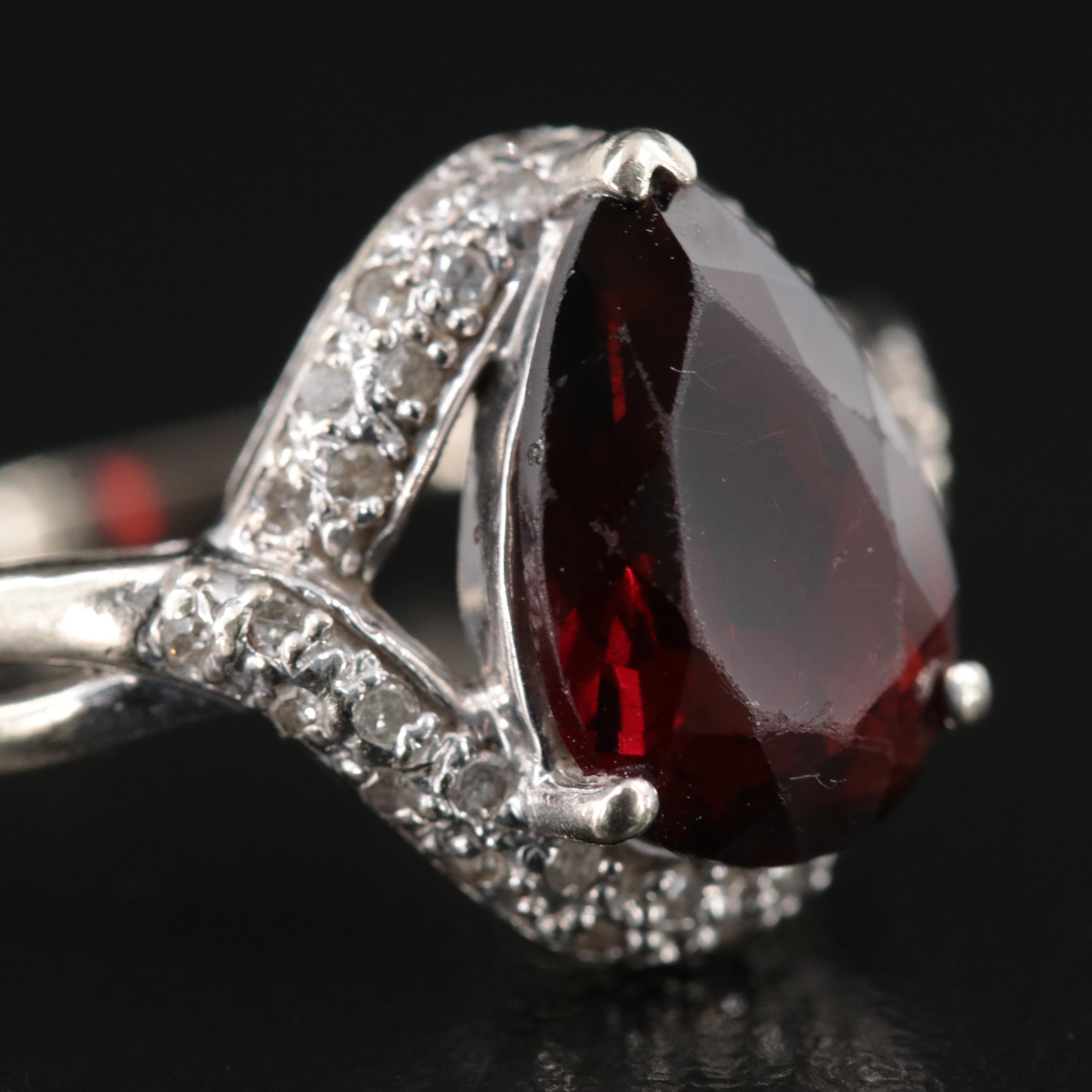10K Garnet and Diamond Ring