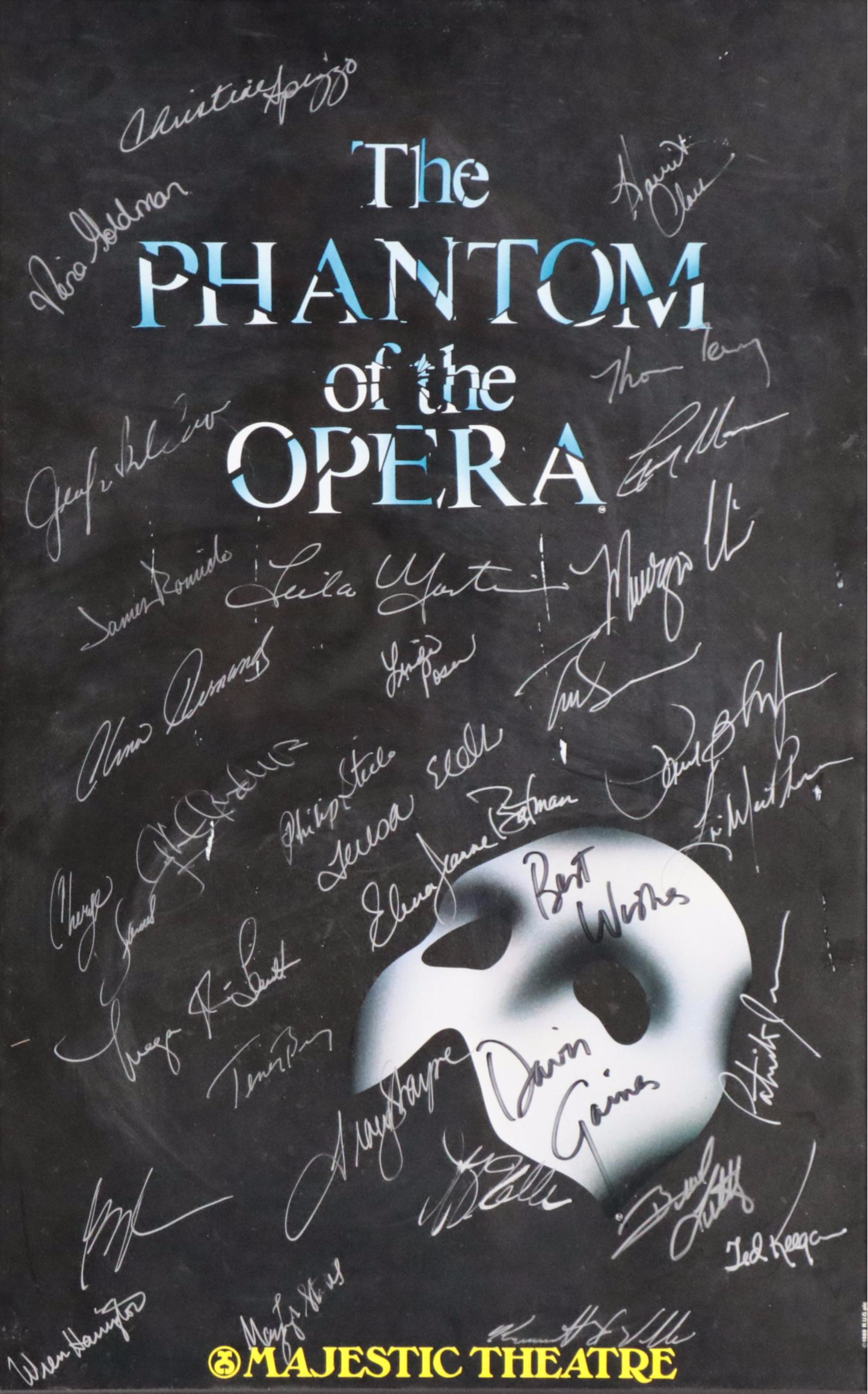 Majestic Theater "The Phantom of the Opera" Cast Signed Poster, 1988