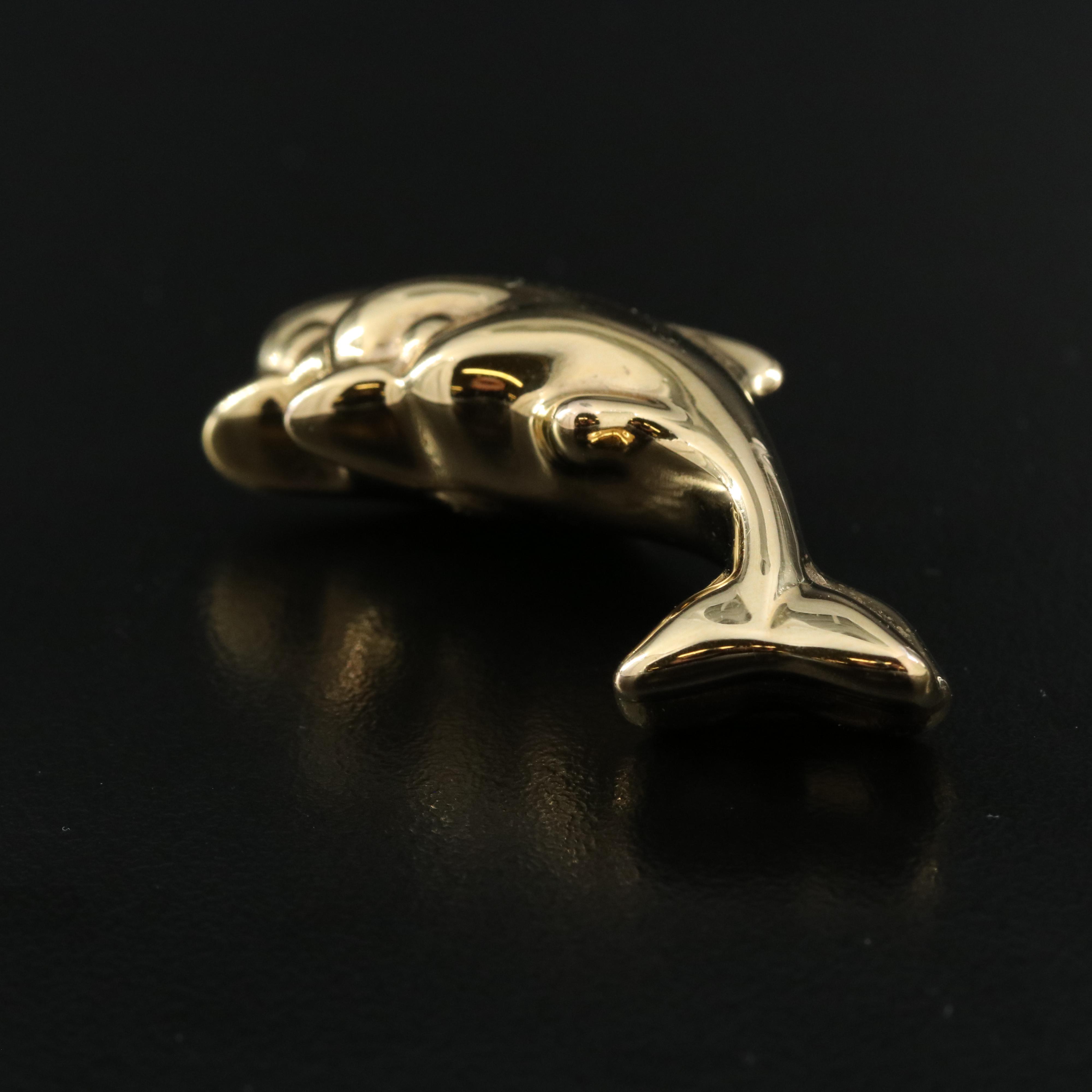 14K Double Dolphin Slide Pendant