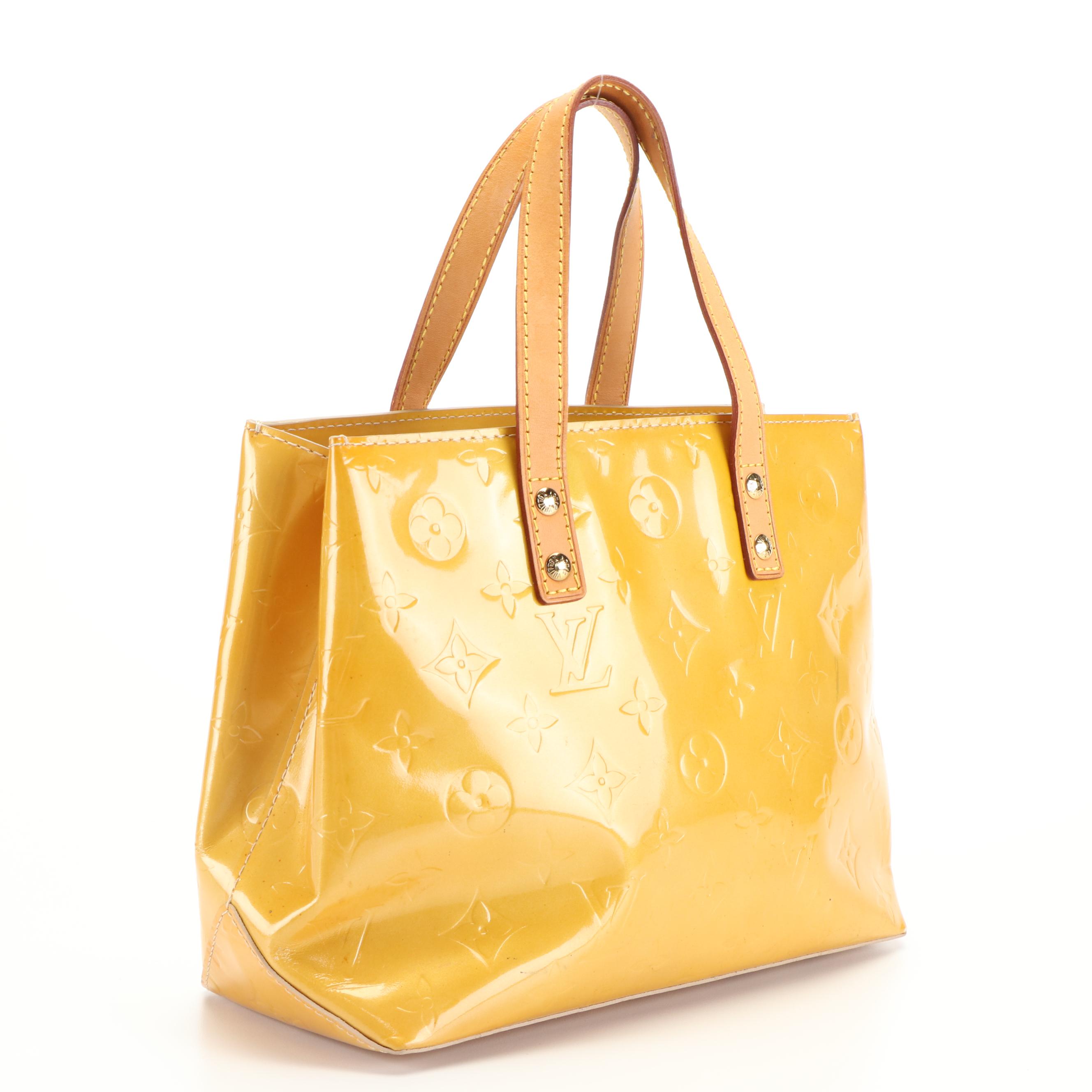 Louis Vuitton Reade PM Handbag in Yellow Monogram Vernis Leather