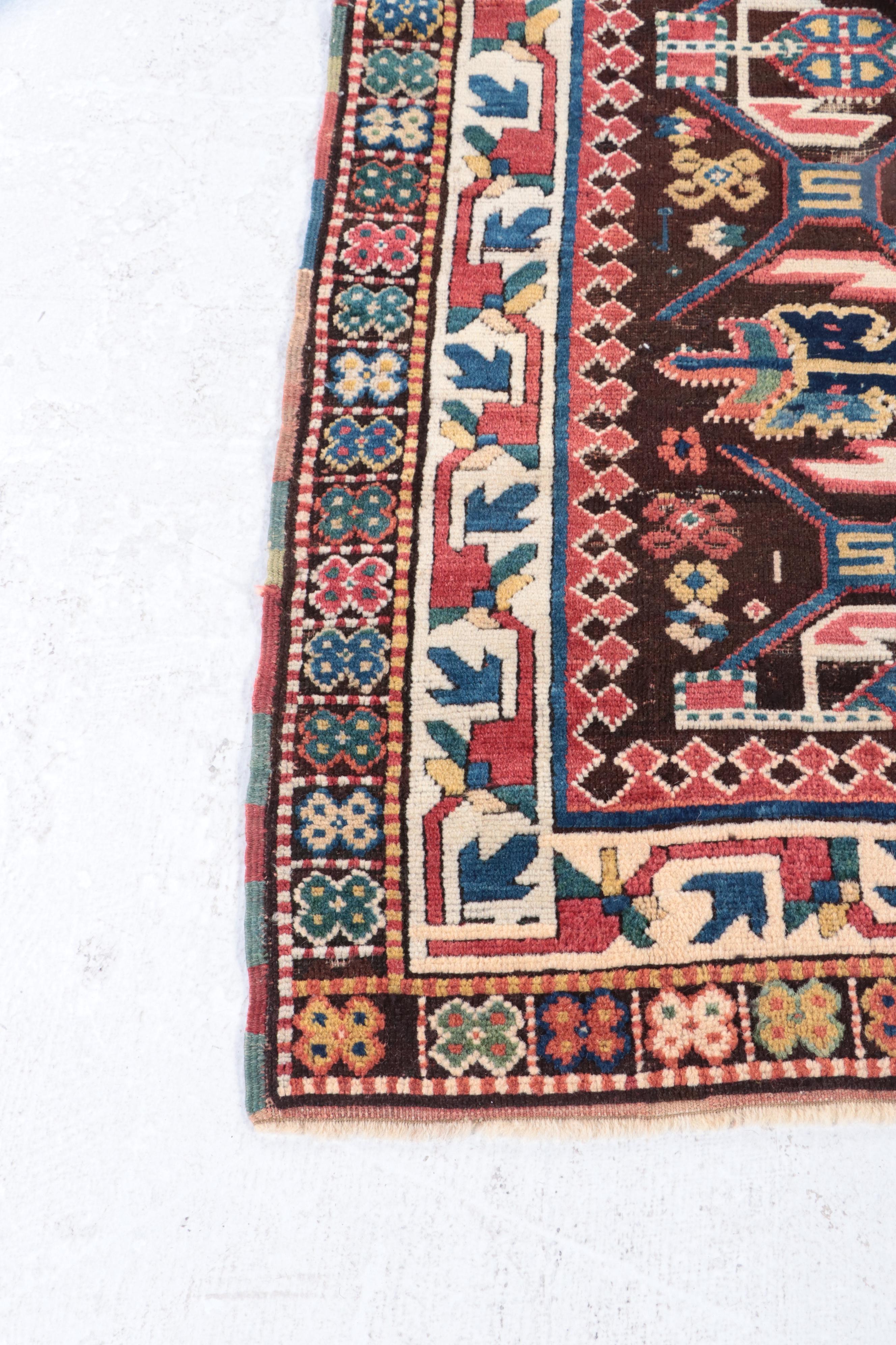 3'5 x 7' Antique Caucasian Rug, 19th Century EBTH