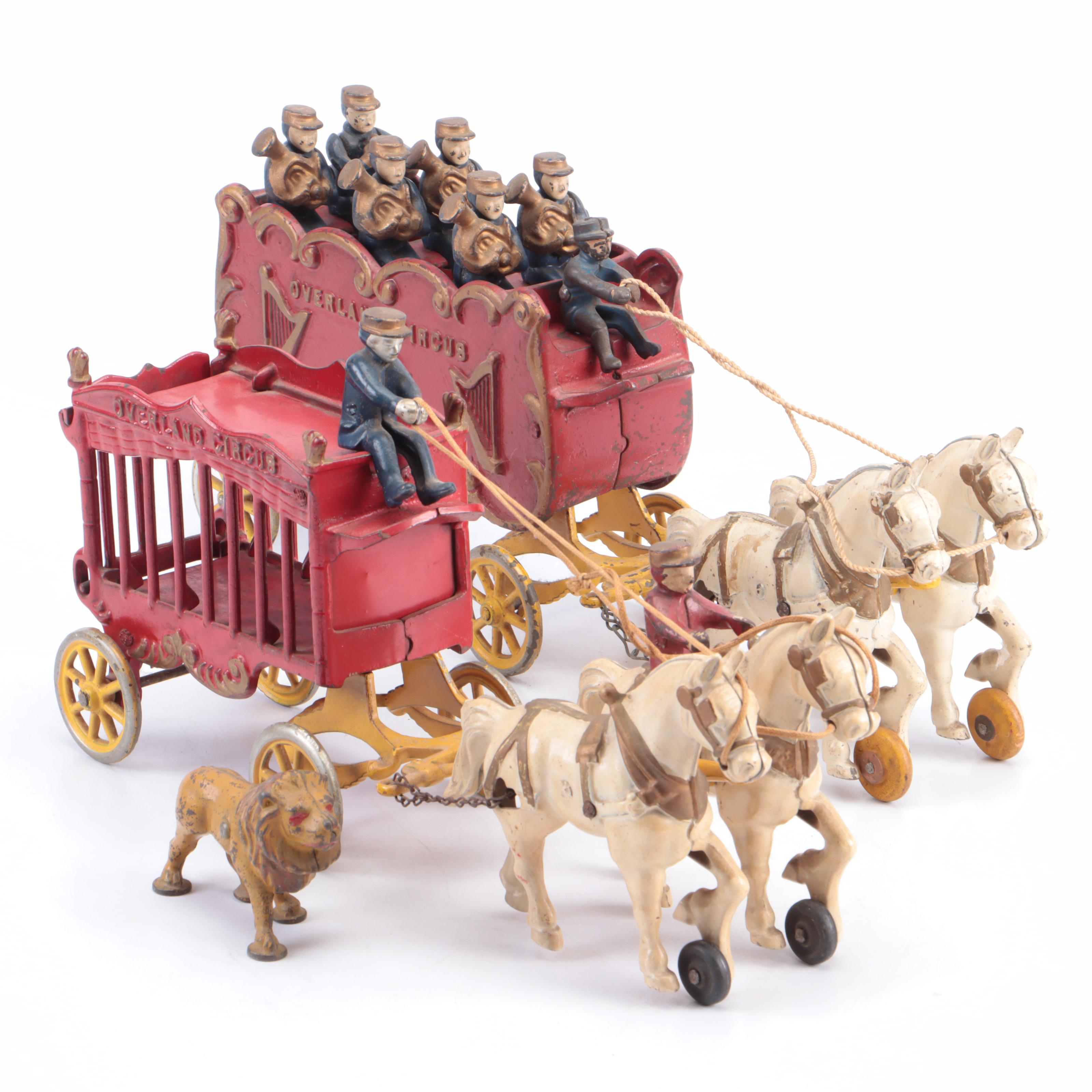 Painted Cast Iron Overland Circus Toy Wagons