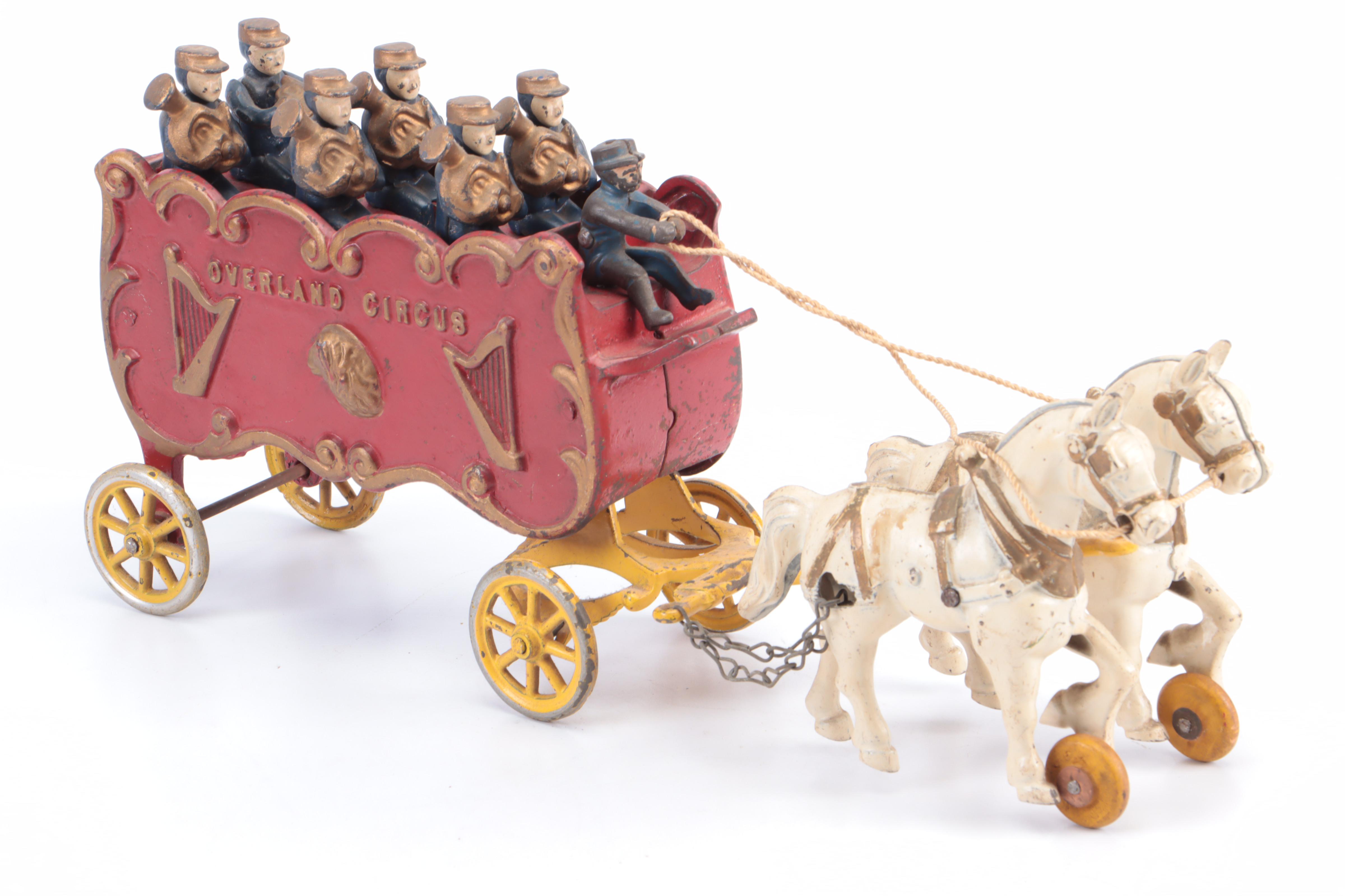 Painted Cast Iron Overland Circus Toy Wagons