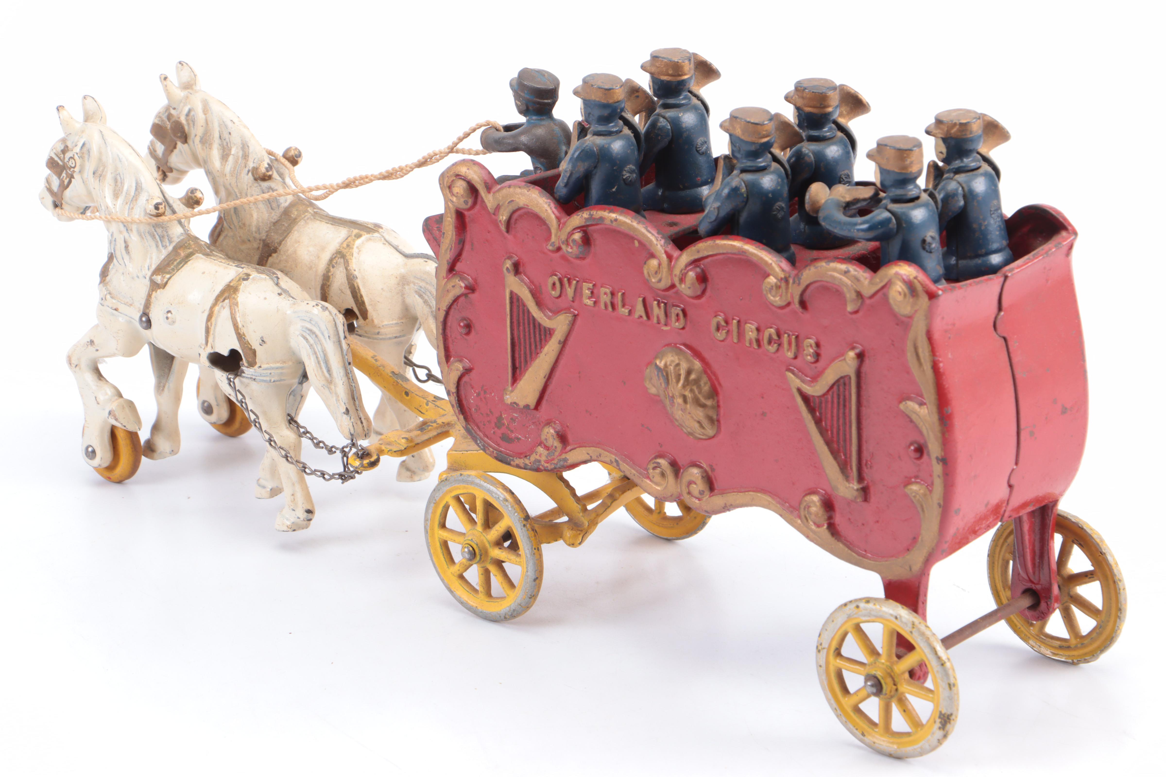 Painted Cast Iron Overland Circus Toy Wagons