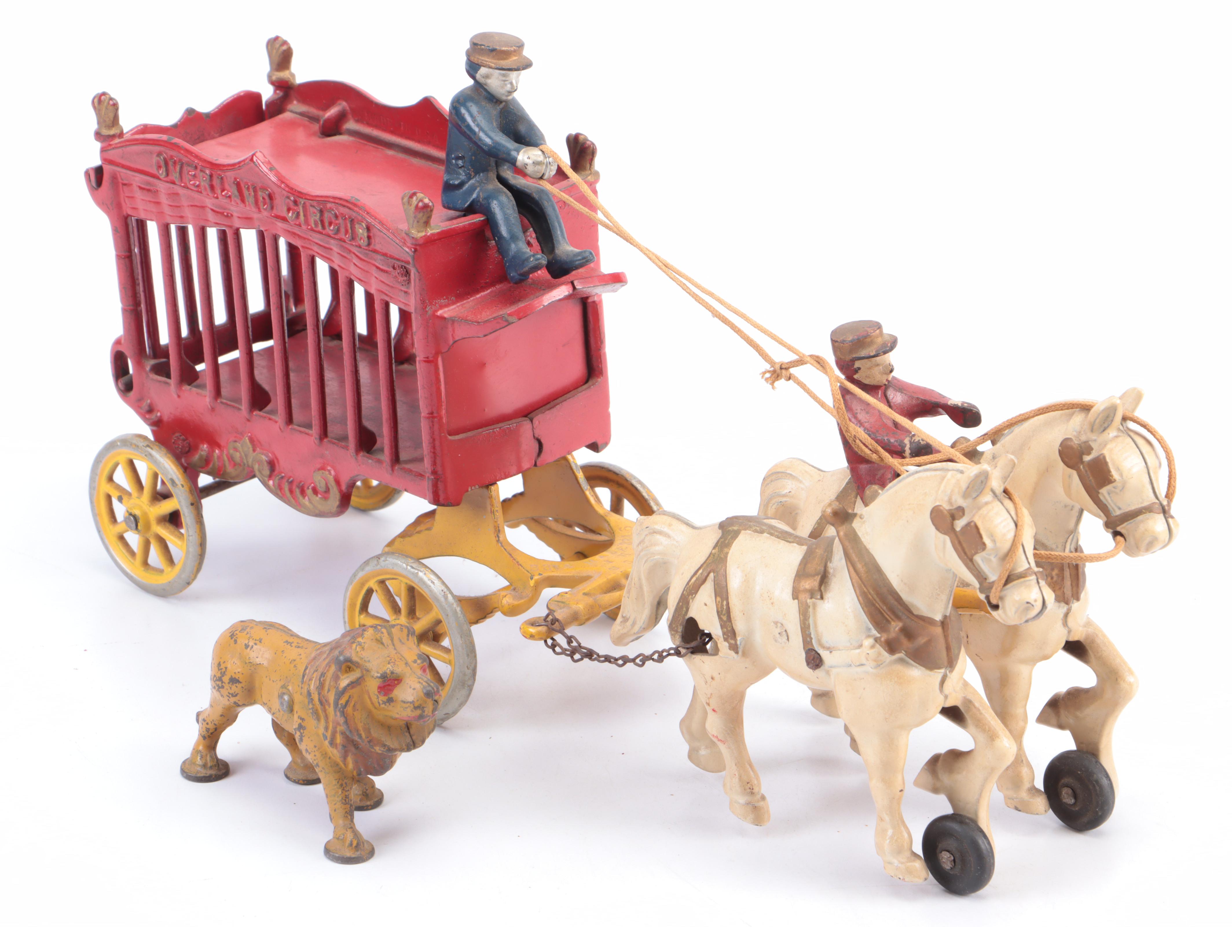 Painted Cast Iron Overland Circus Toy Wagons