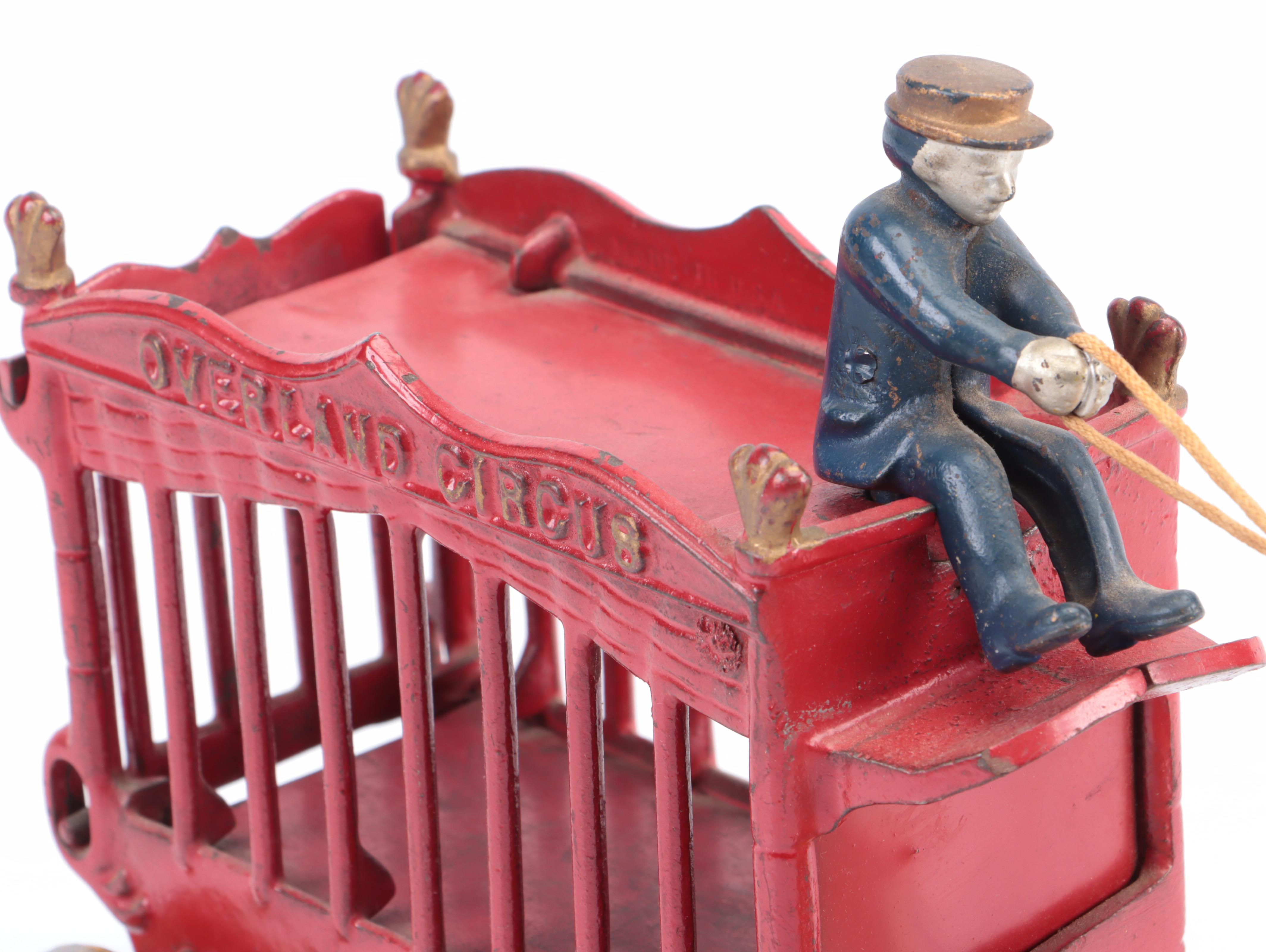 Painted Cast Iron Overland Circus Toy Wagons