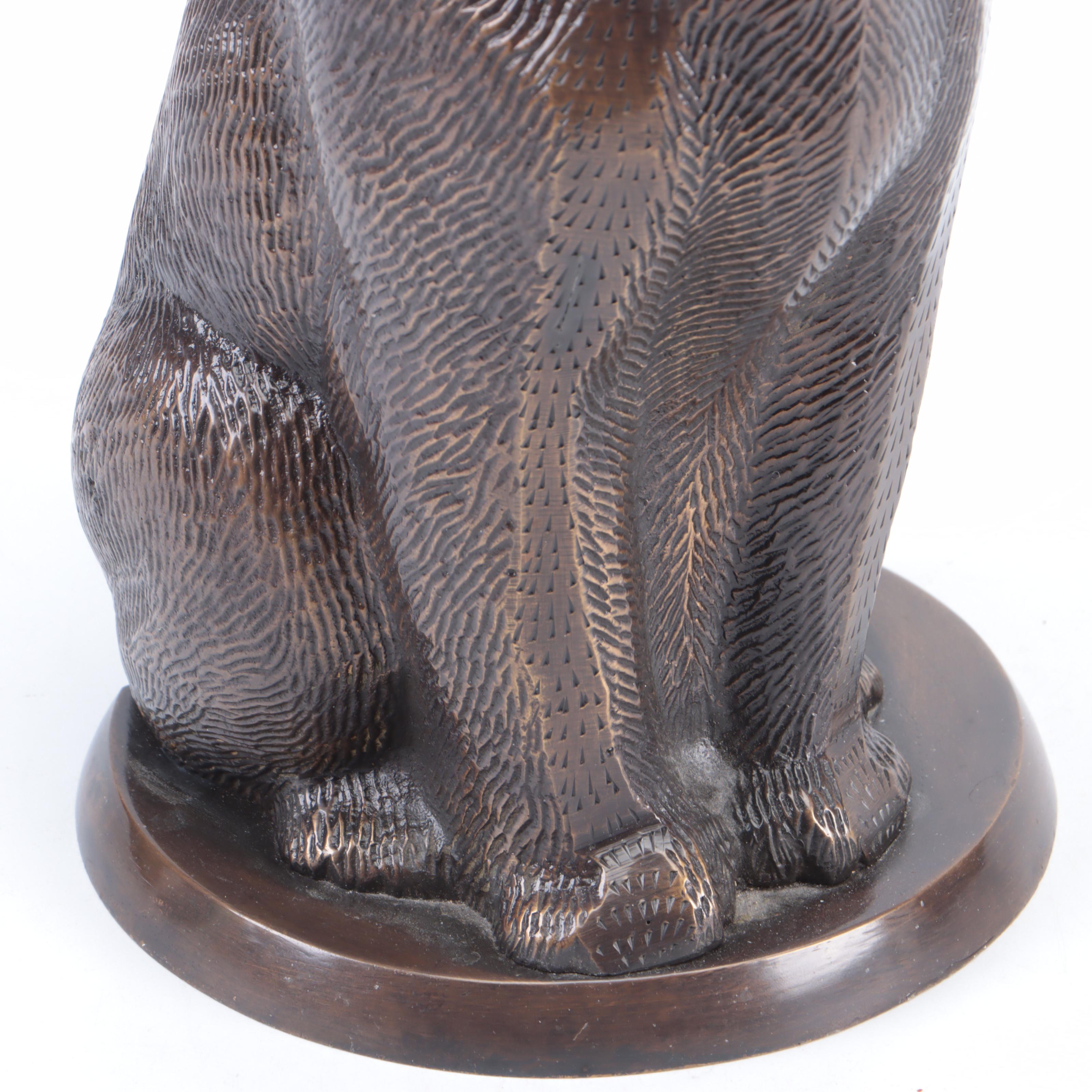 English Style Brass Cat Shaped Long Handled Doorstop