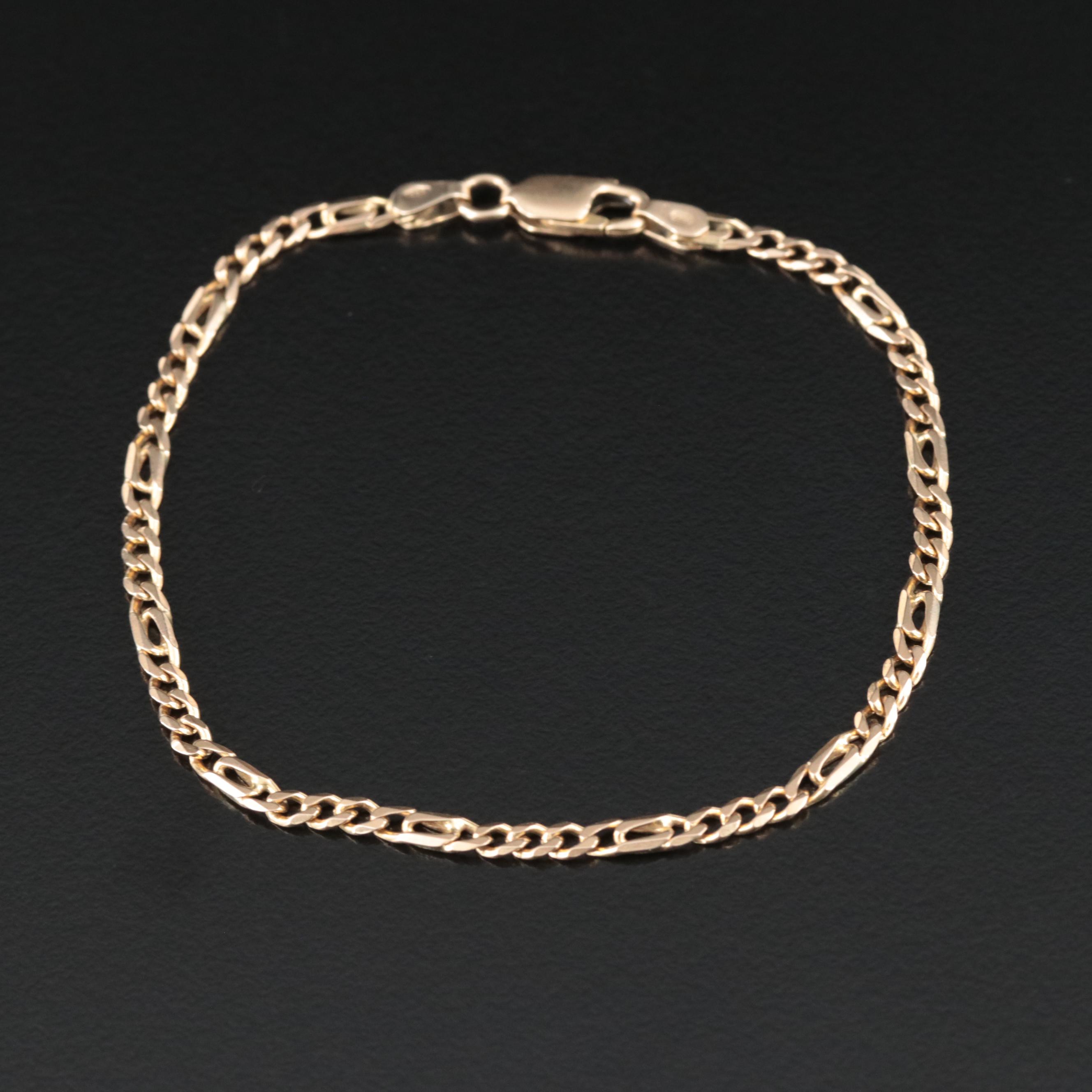 14K Fancy Curb Chain Bracelet
