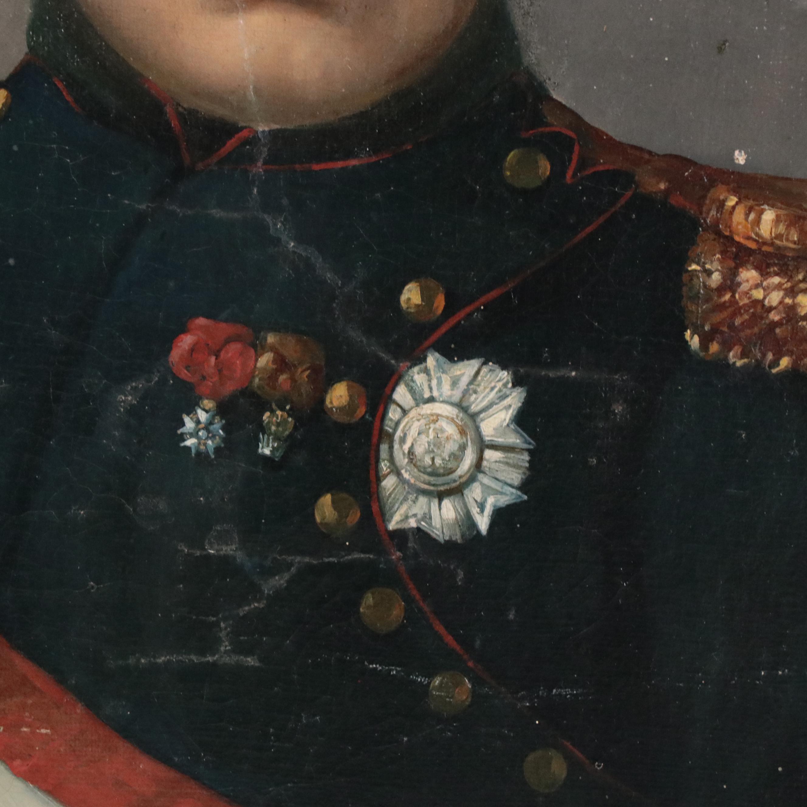 Oil Painting Portrait of Napoleon Bonaparte in Military Uniform