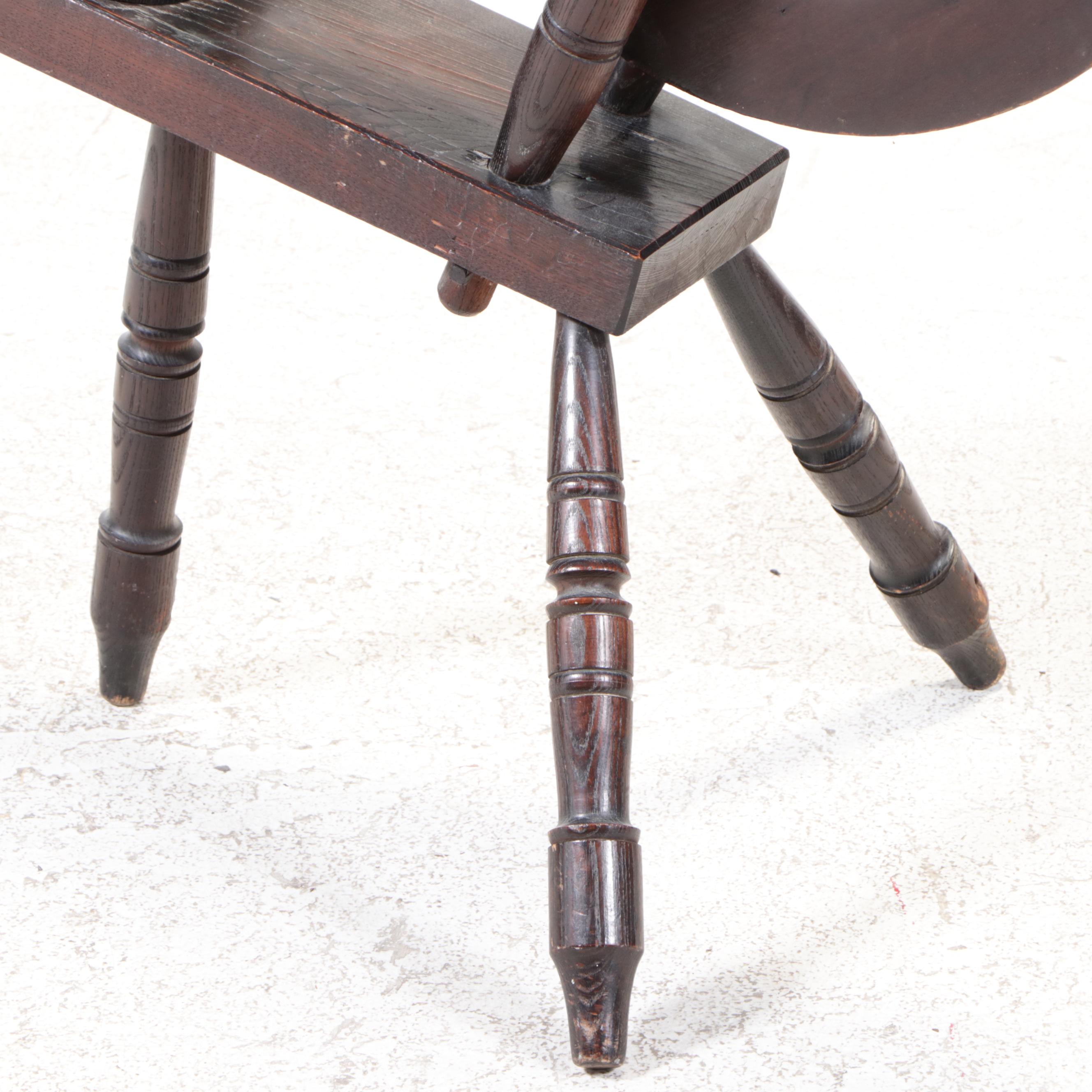 Mahogany Finish Primitive Wood Spinning Wheel