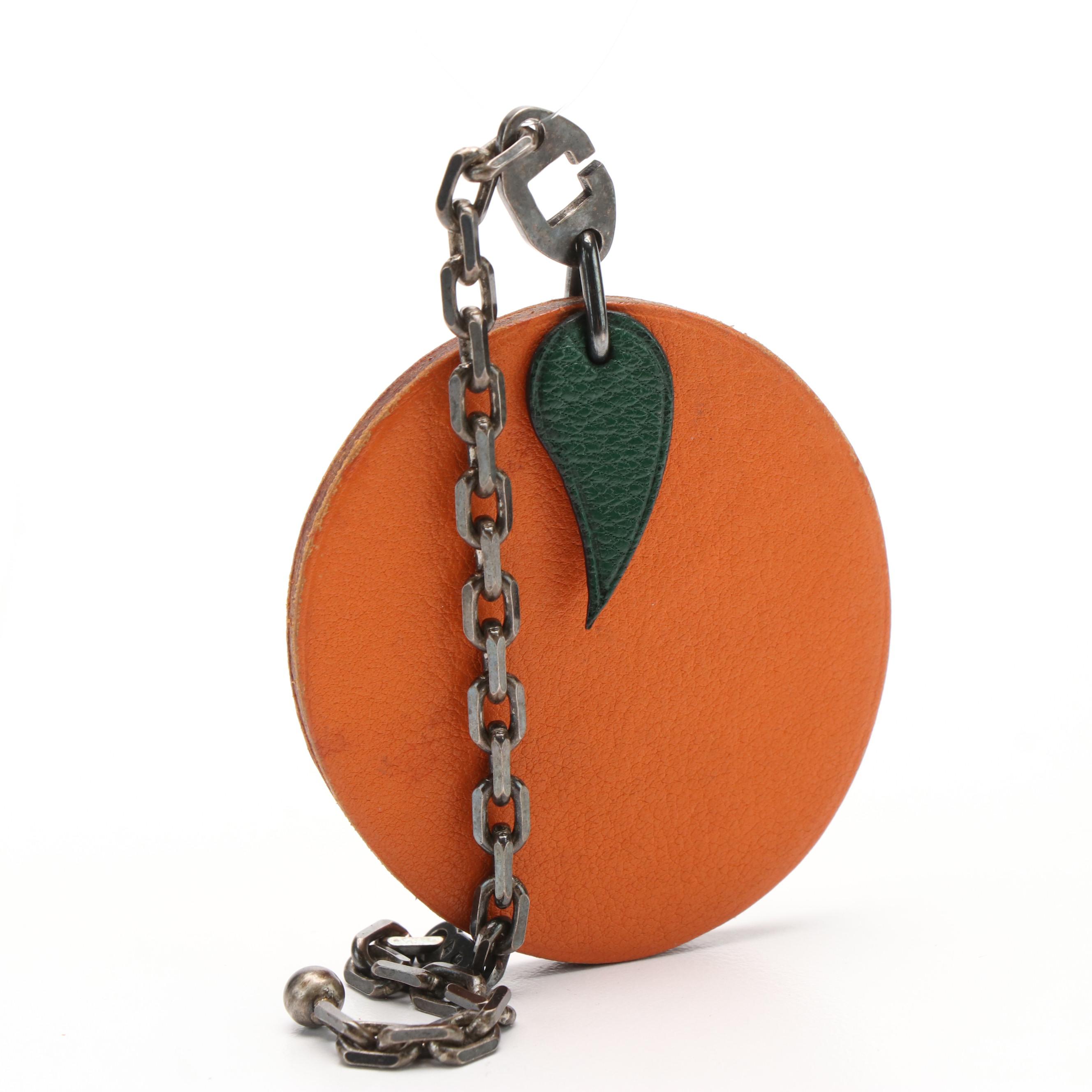 Hermès Chevre Leather Orange Key Chain