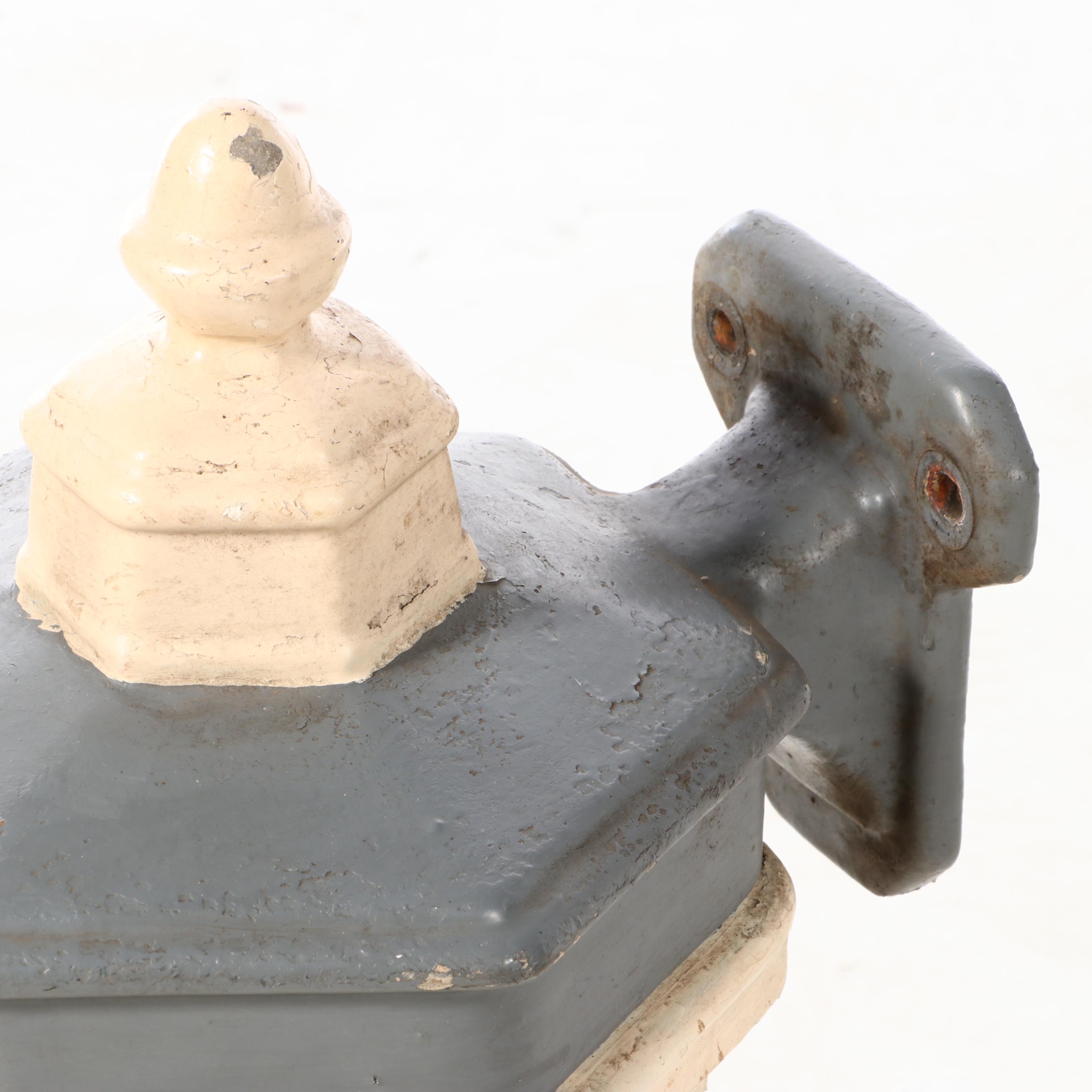 Late Victorian Enameled Cast Metal Barber Pole Wall Light