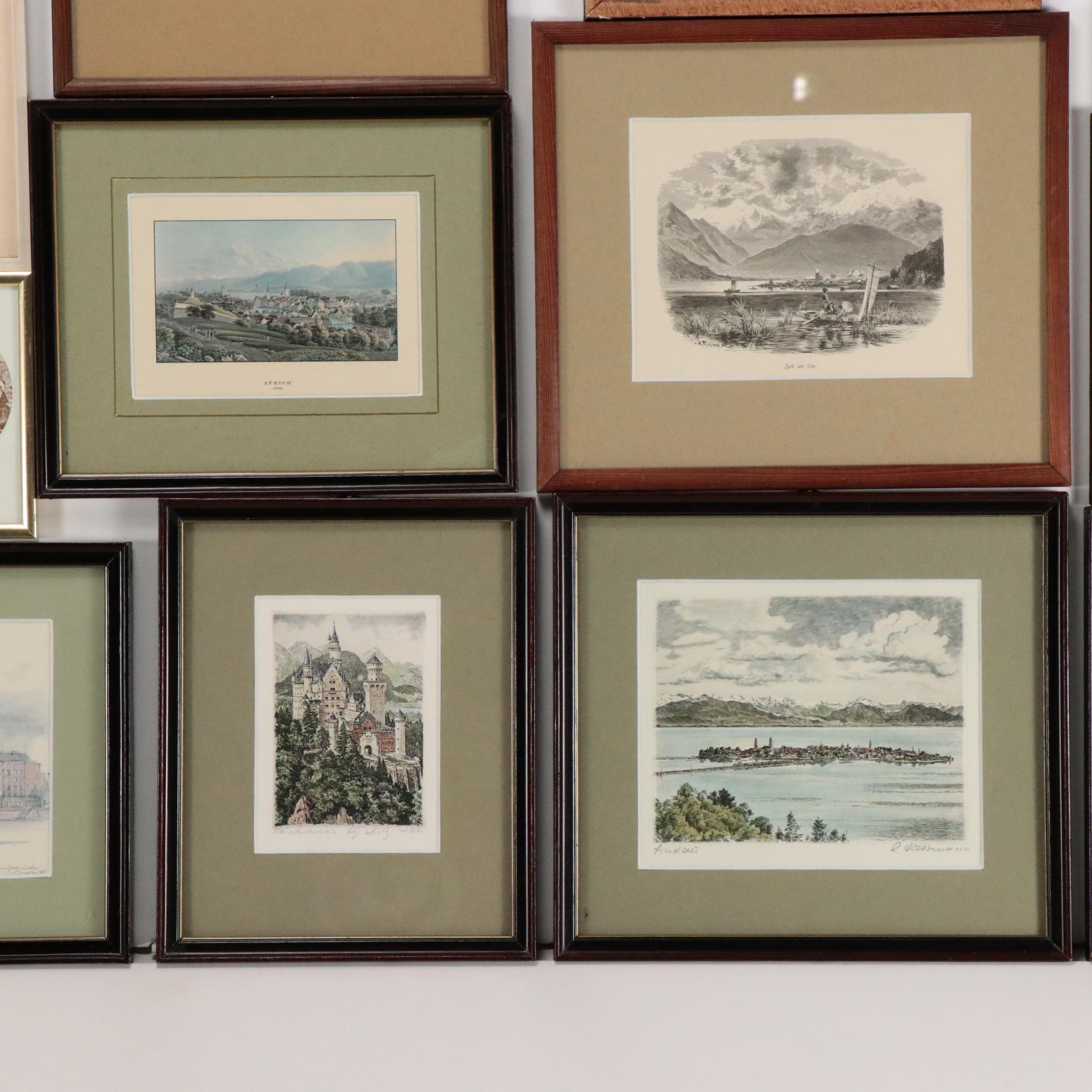 Collection of European Landmark Themed Prints and Others