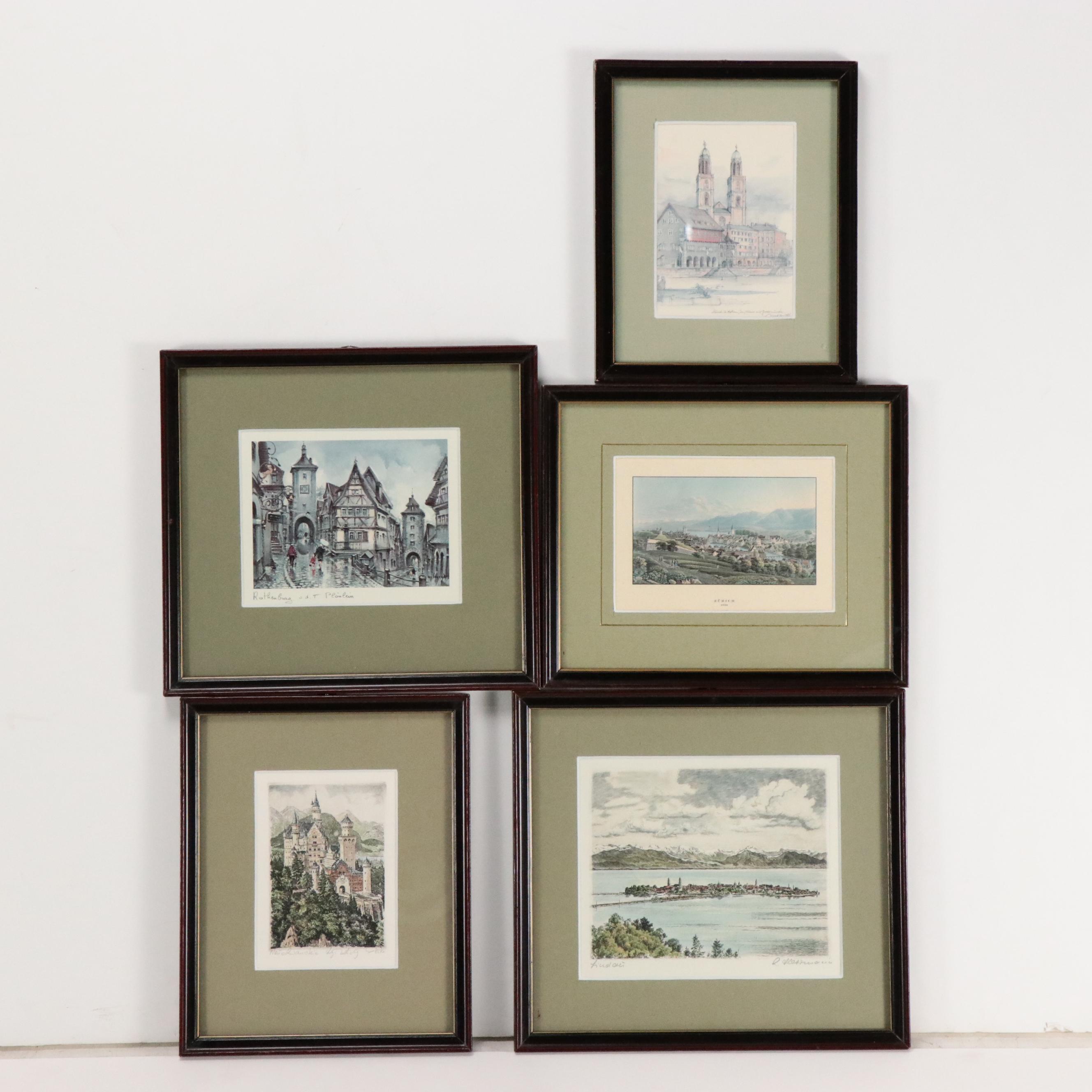 Collection of European Landmark Themed Prints and Others