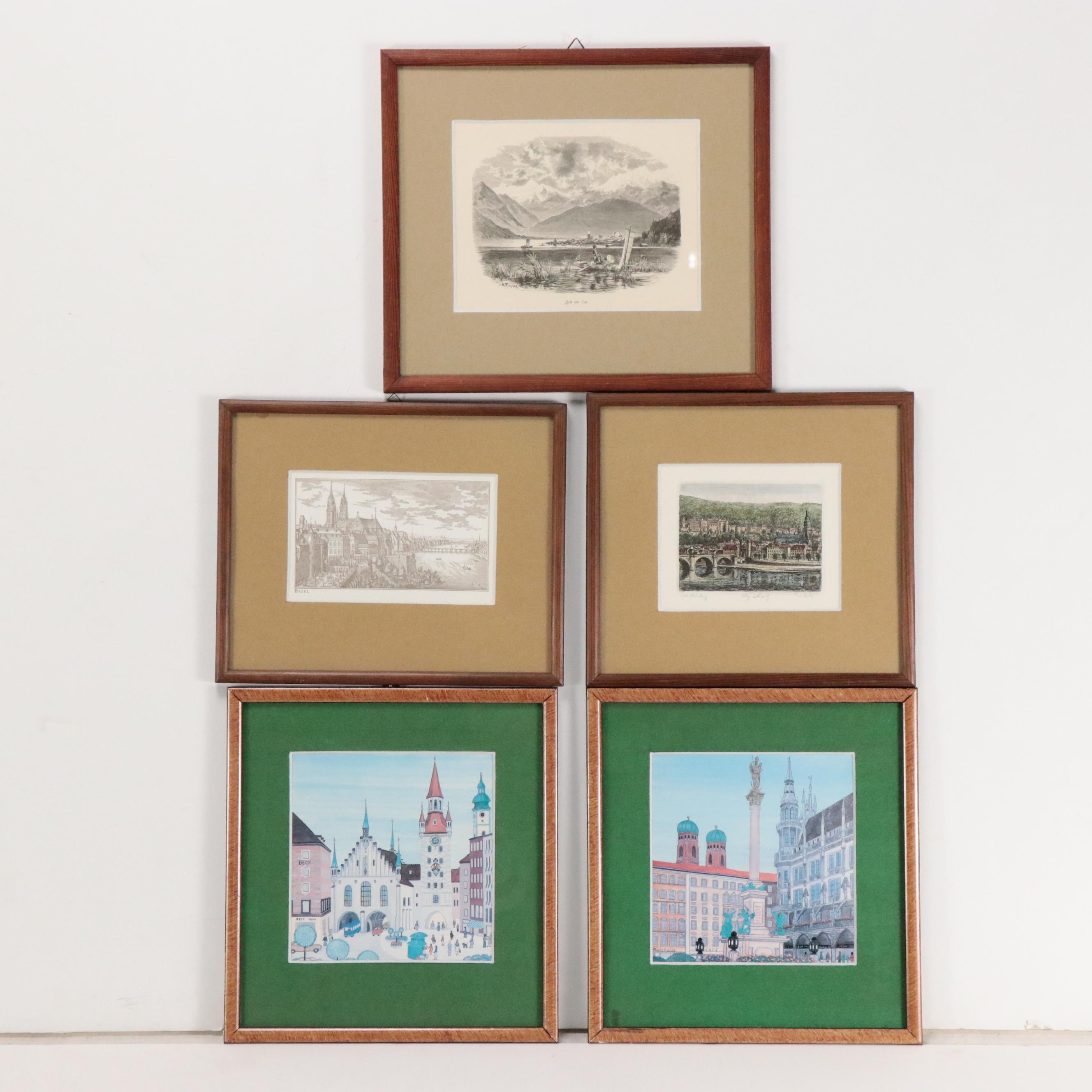 Collection of European Landmark Themed Prints and Others