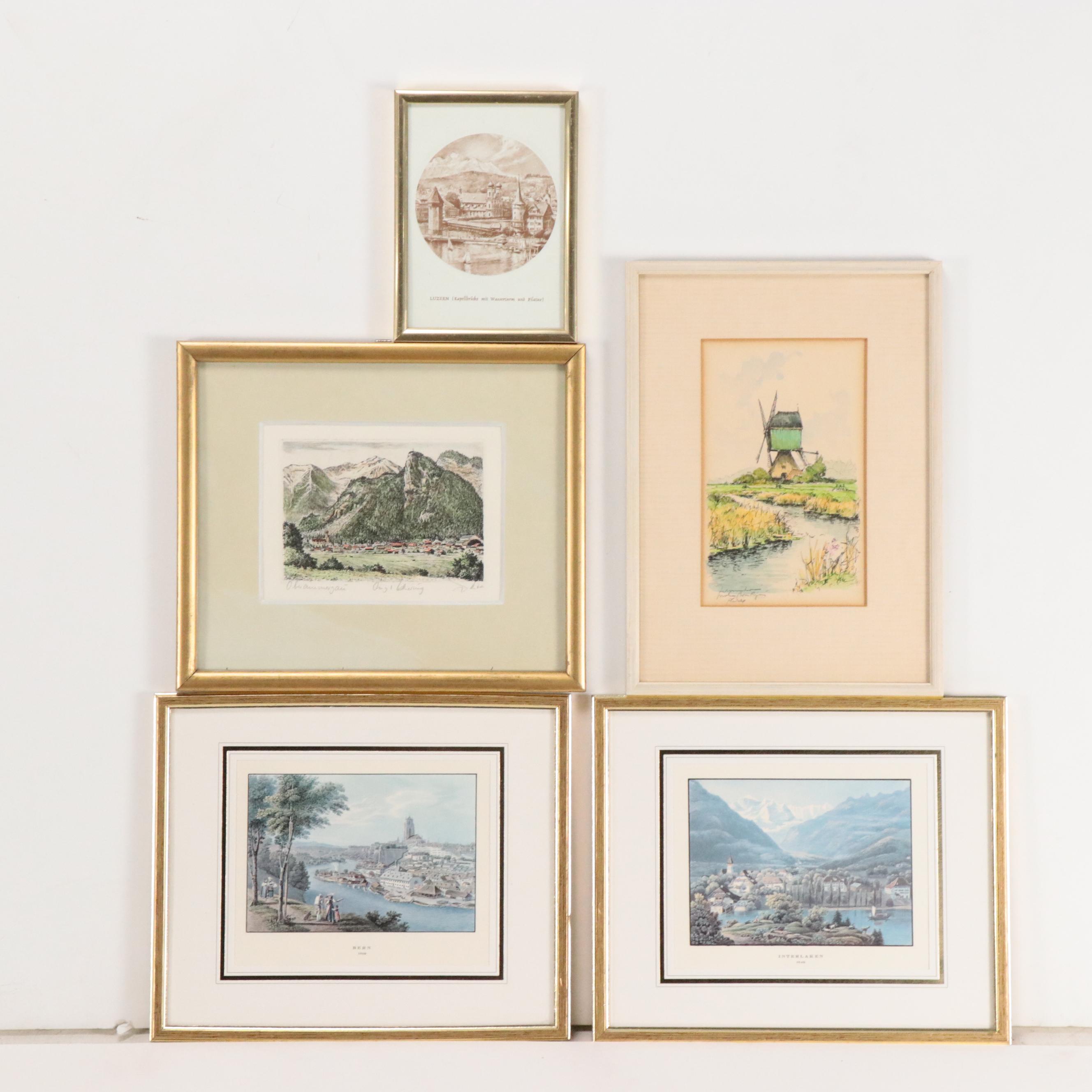 Collection of European Landmark Themed Prints and Others