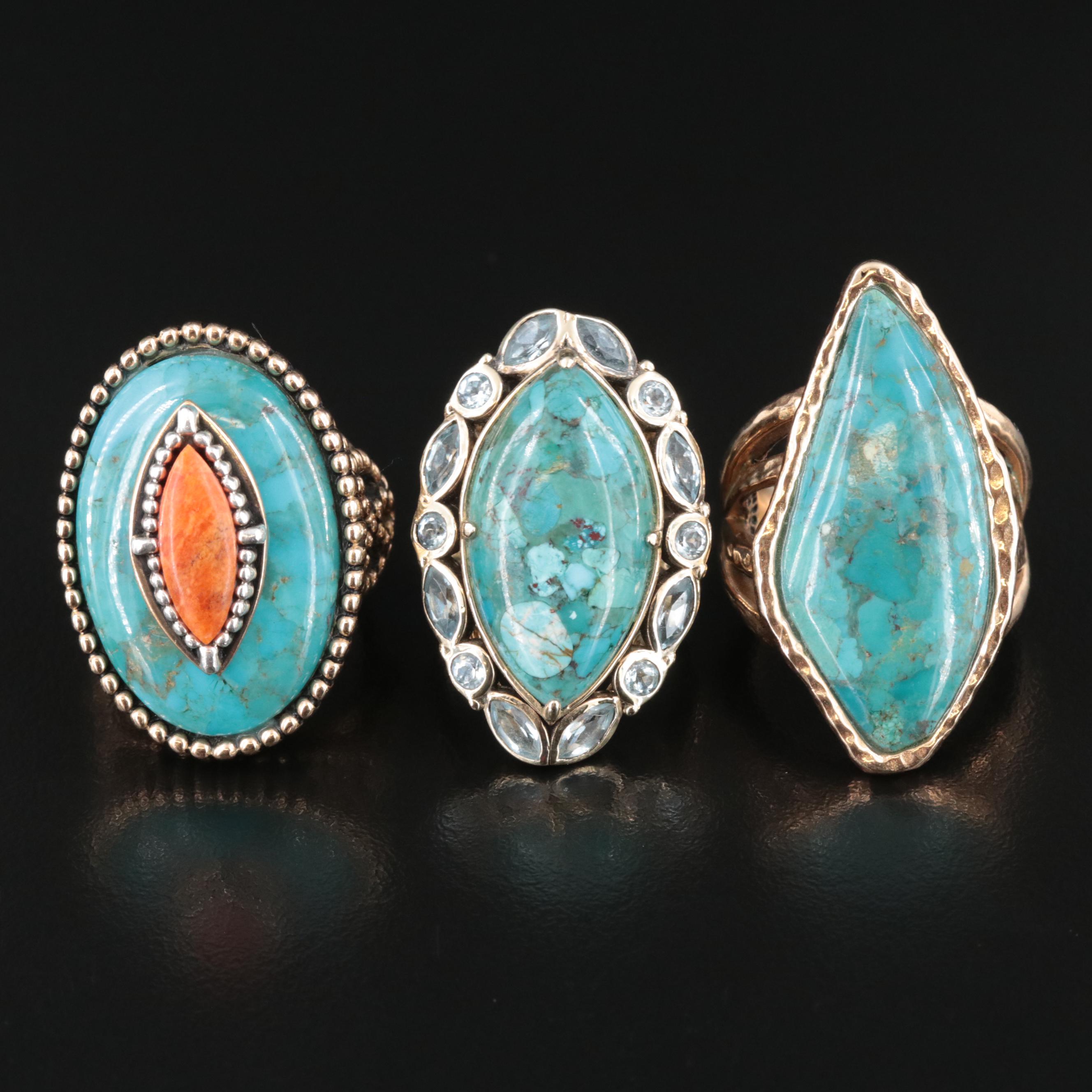 Turquoise, Barse and Sterling Featured in Ring Trio