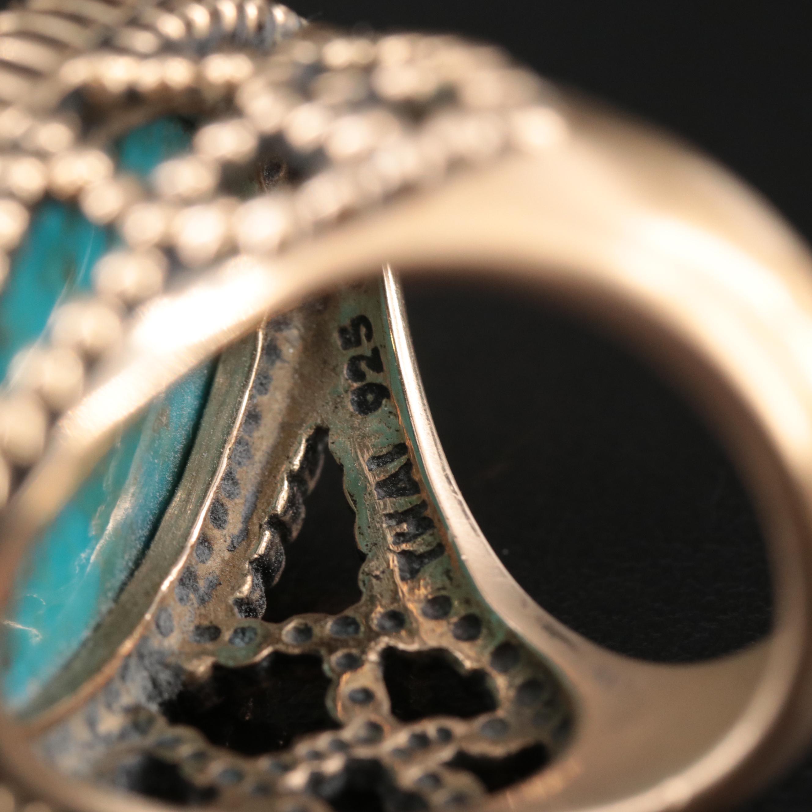 Turquoise, Barse and Sterling Featured in Ring Trio