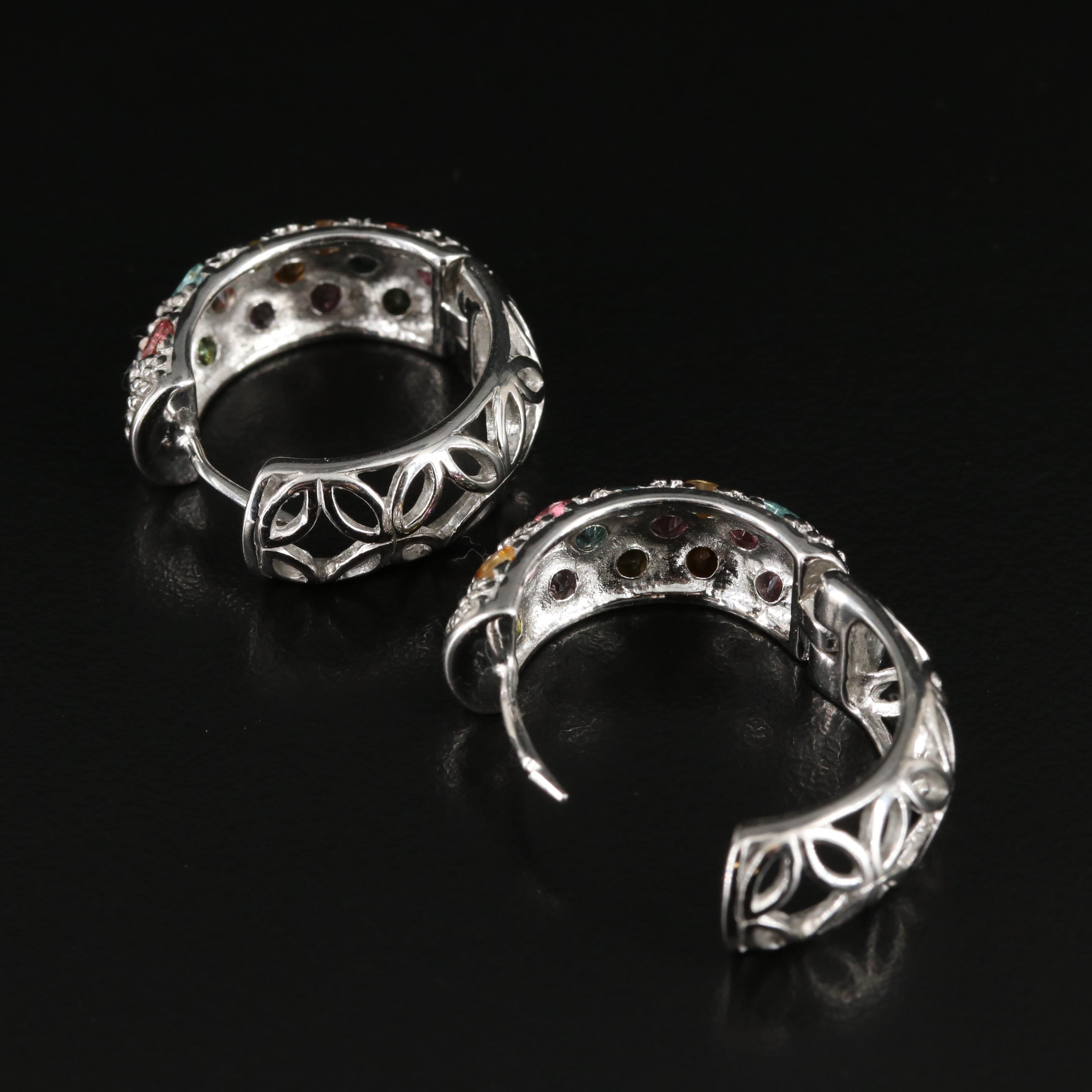 Sterling Tourmaline Hoop Earrings