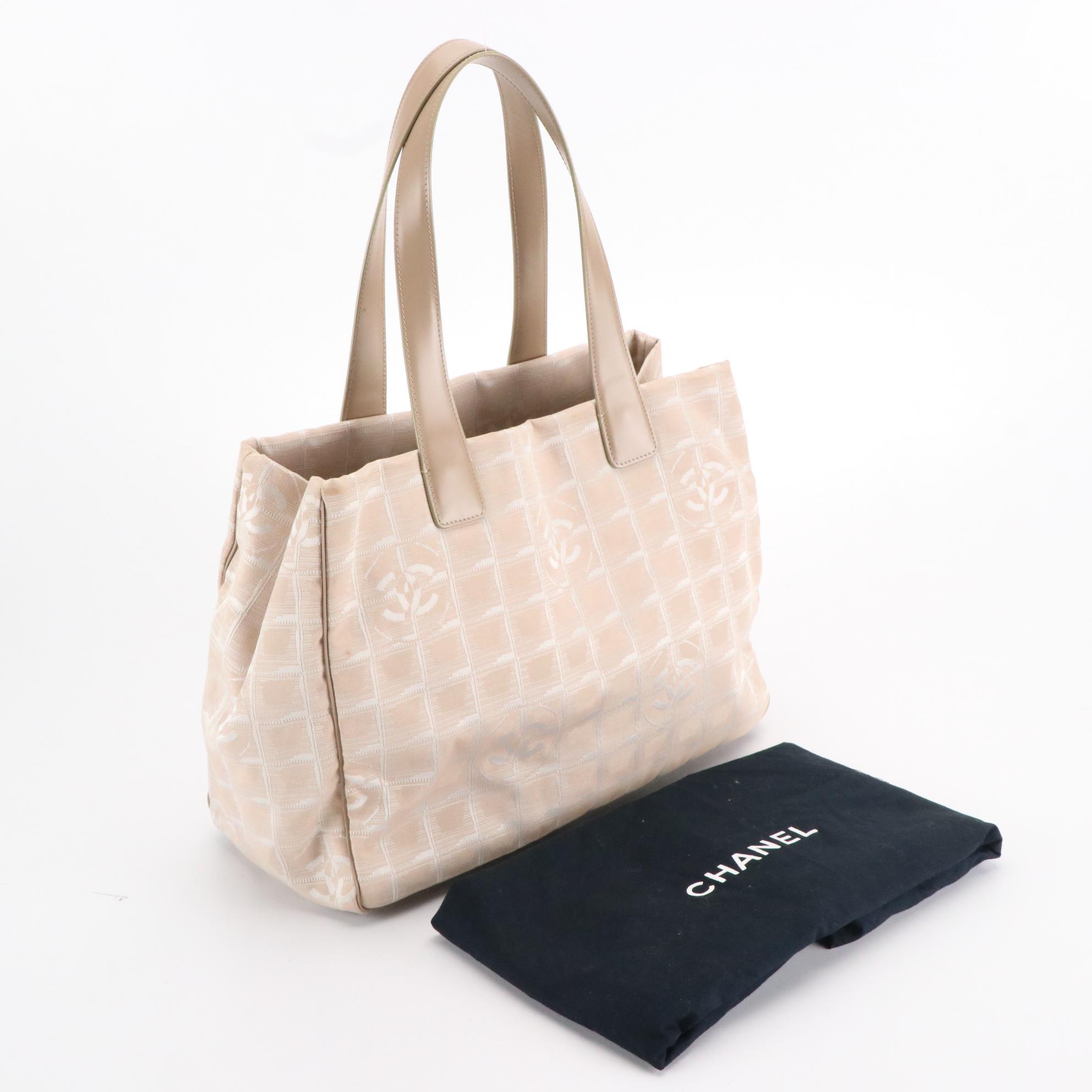Chanel Travel Line Tote in Jacquard Canvas and Leather Trim