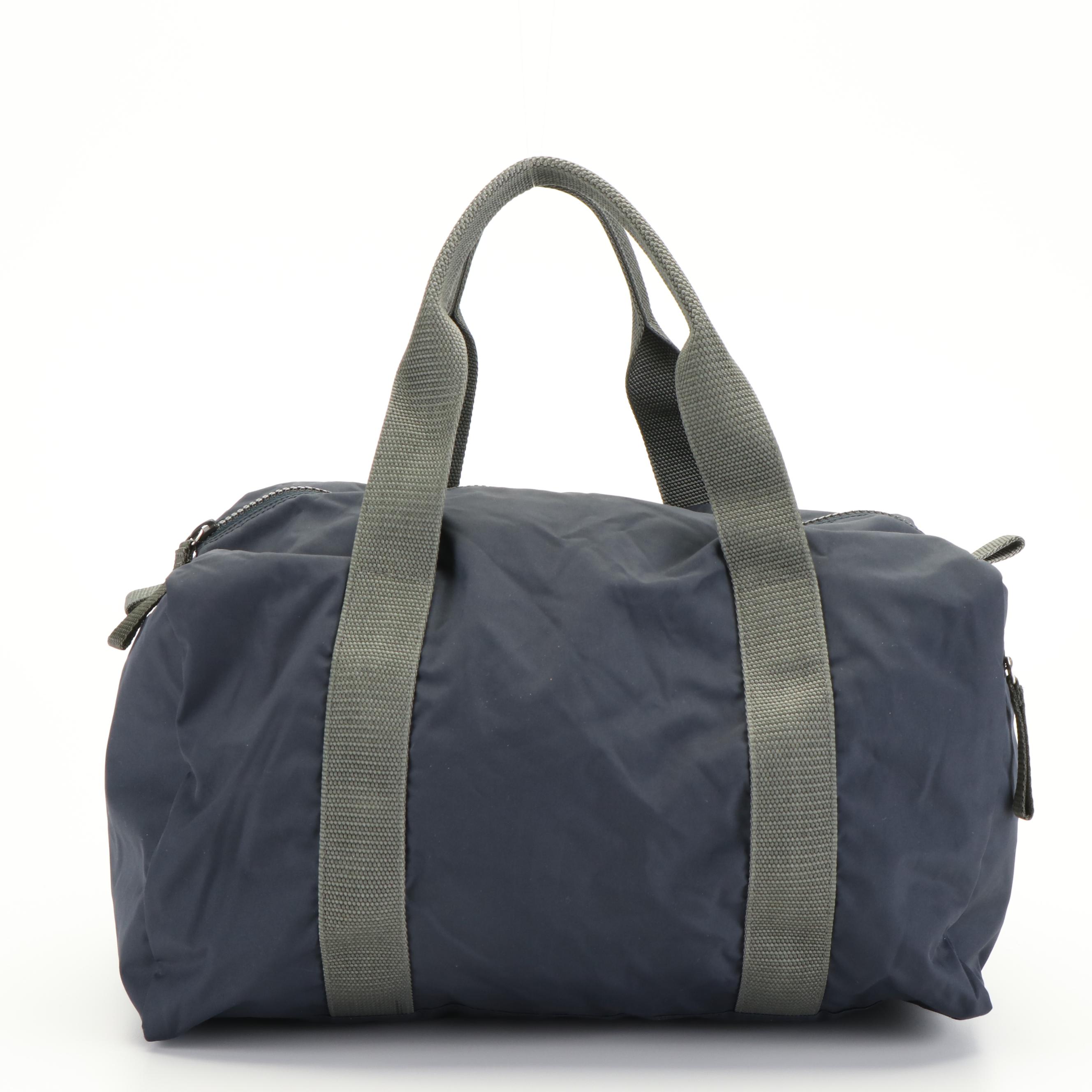 Prada Tessuto Blue Nylon Sport Duffle Bag