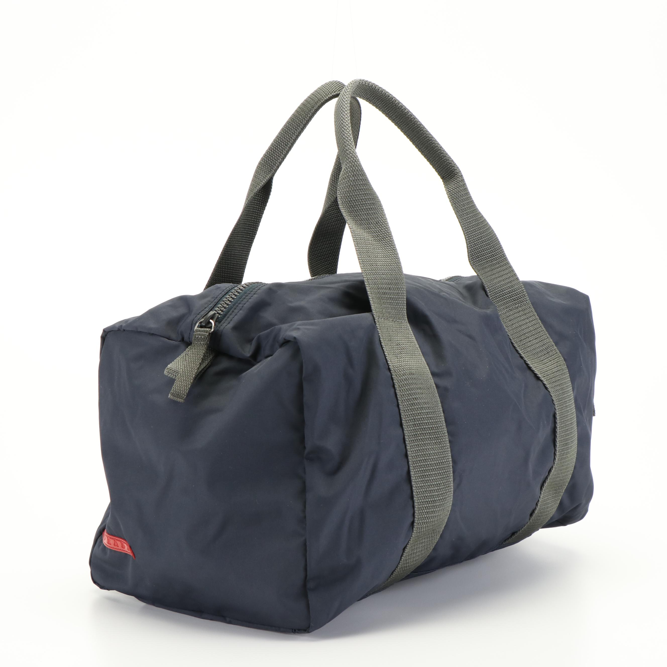 Prada Tessuto Blue Nylon Sport Duffle Bag