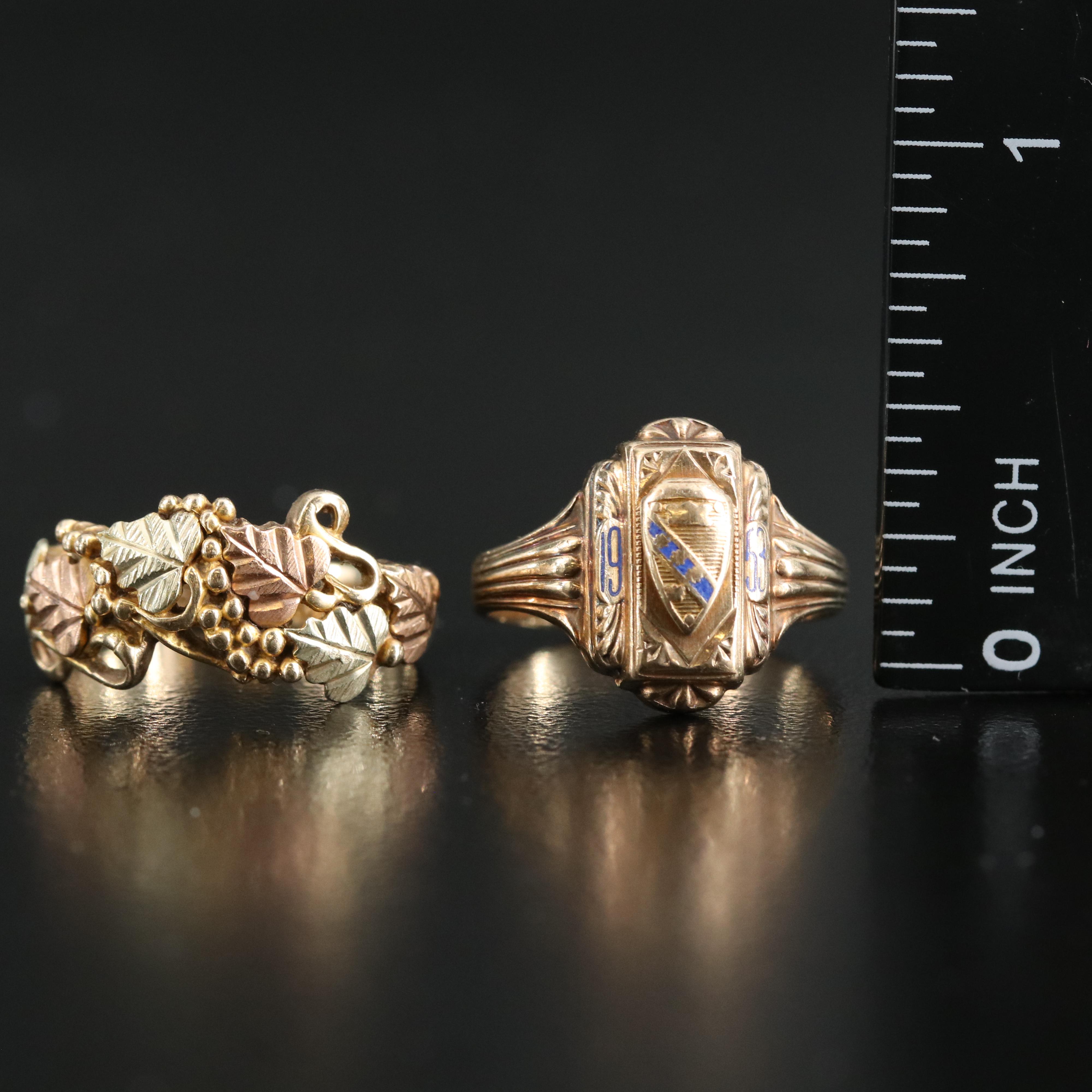 Coleman Black Hills Gold and Class Rings in 10K