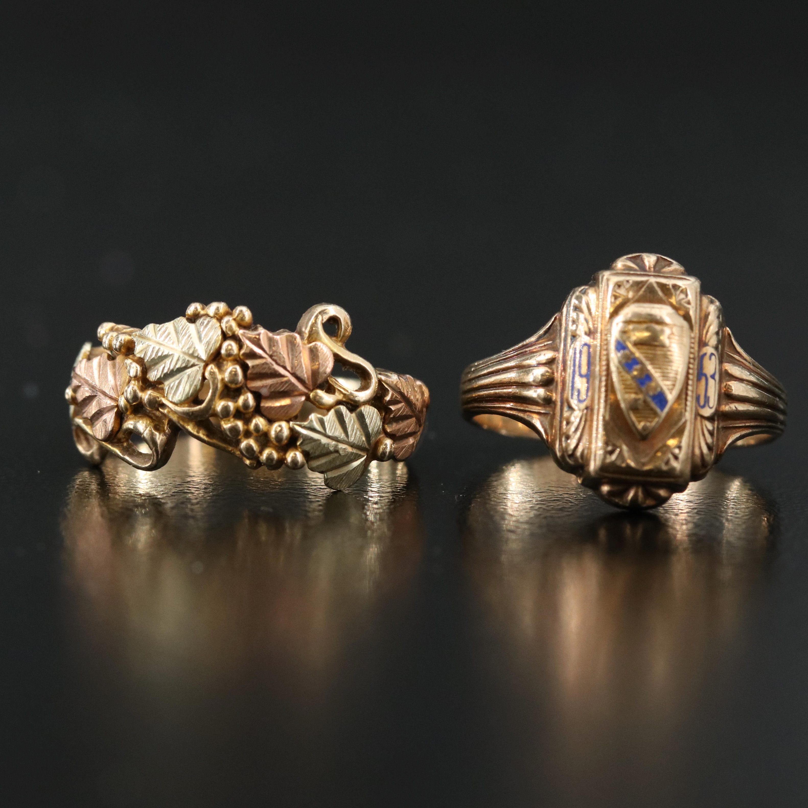 Coleman Black Hills Gold and Class Rings in 10K