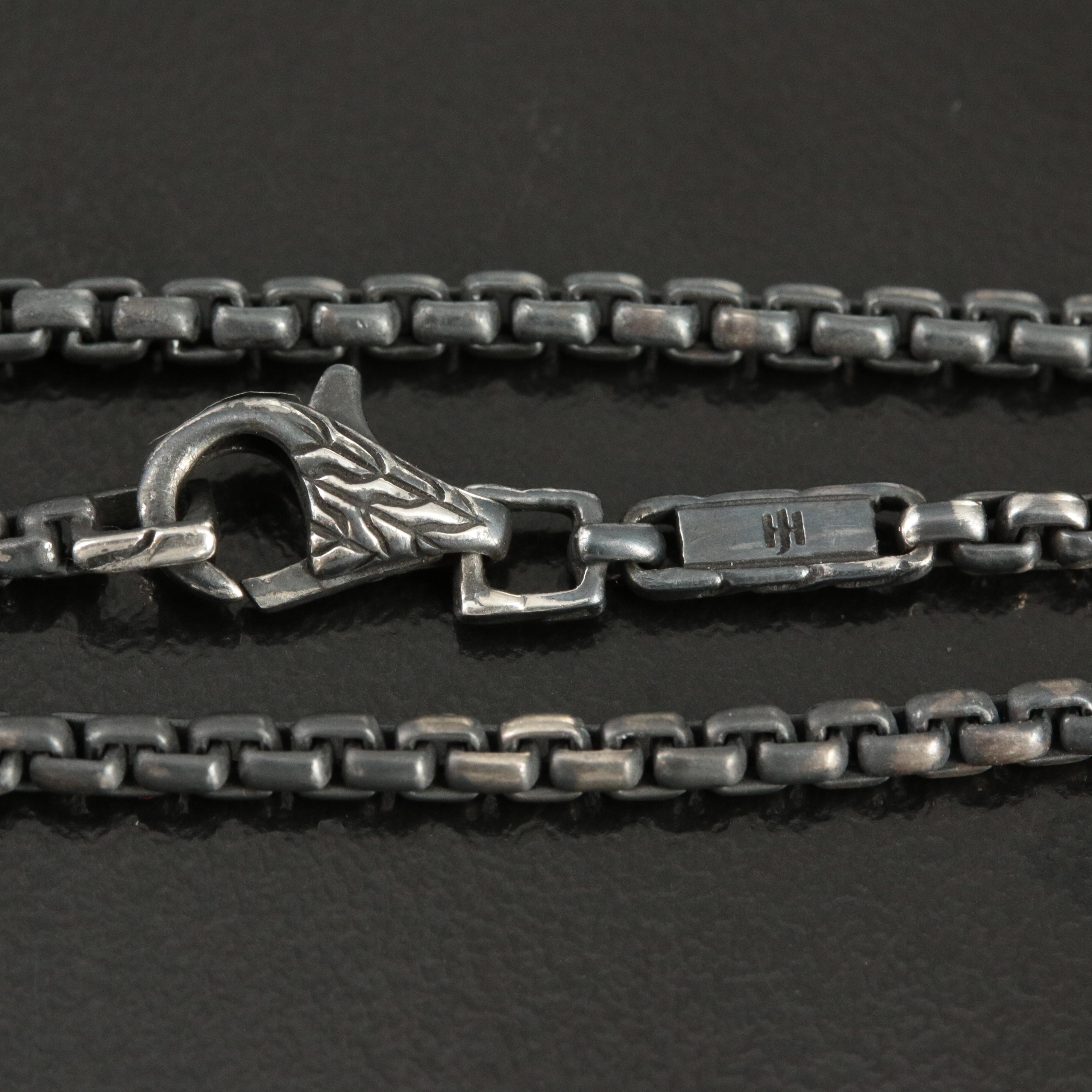 John Hardy "Keris" Sterling Dagger Cross on Darkened Chain