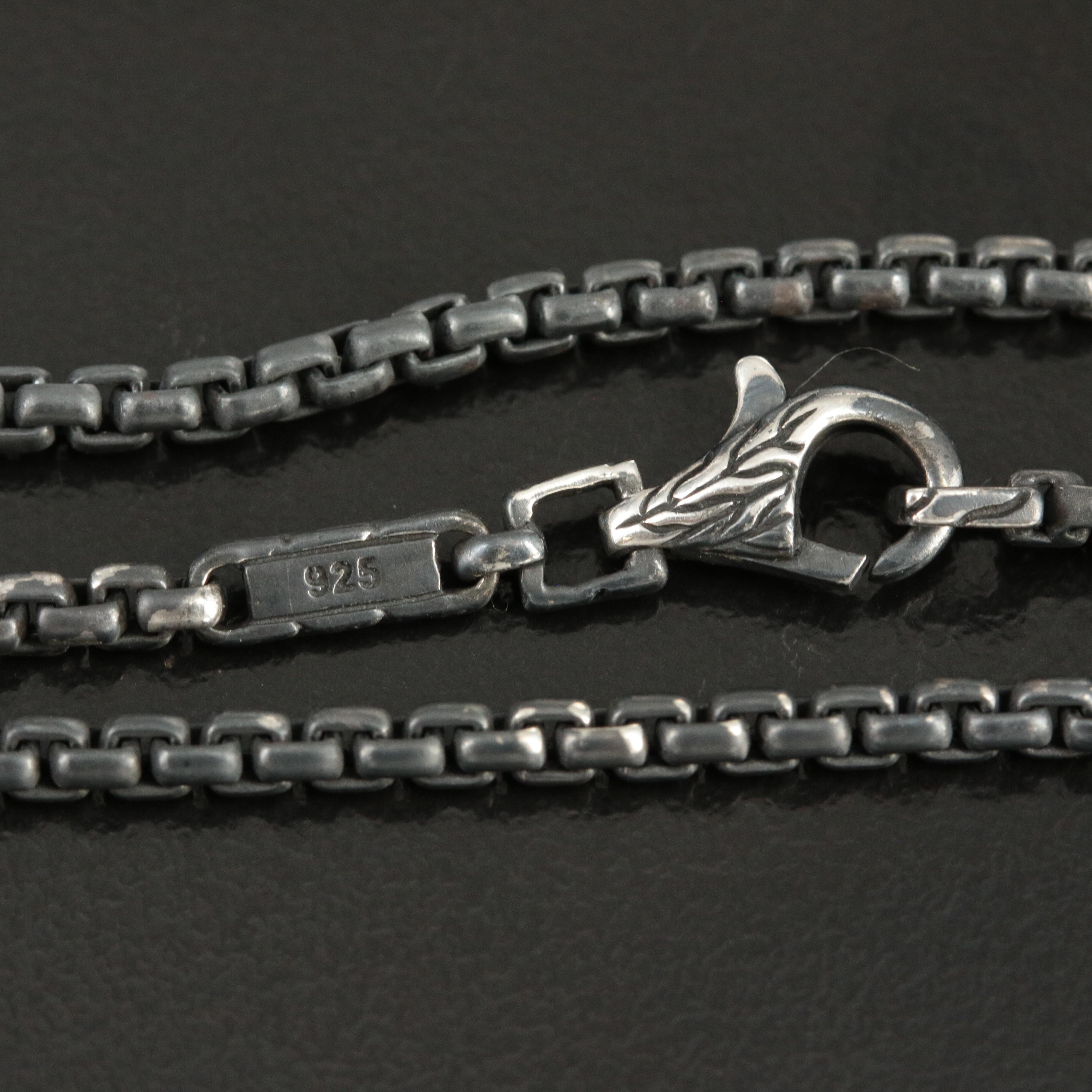John Hardy "Keris" Sterling Dagger Cross on Darkened Chain