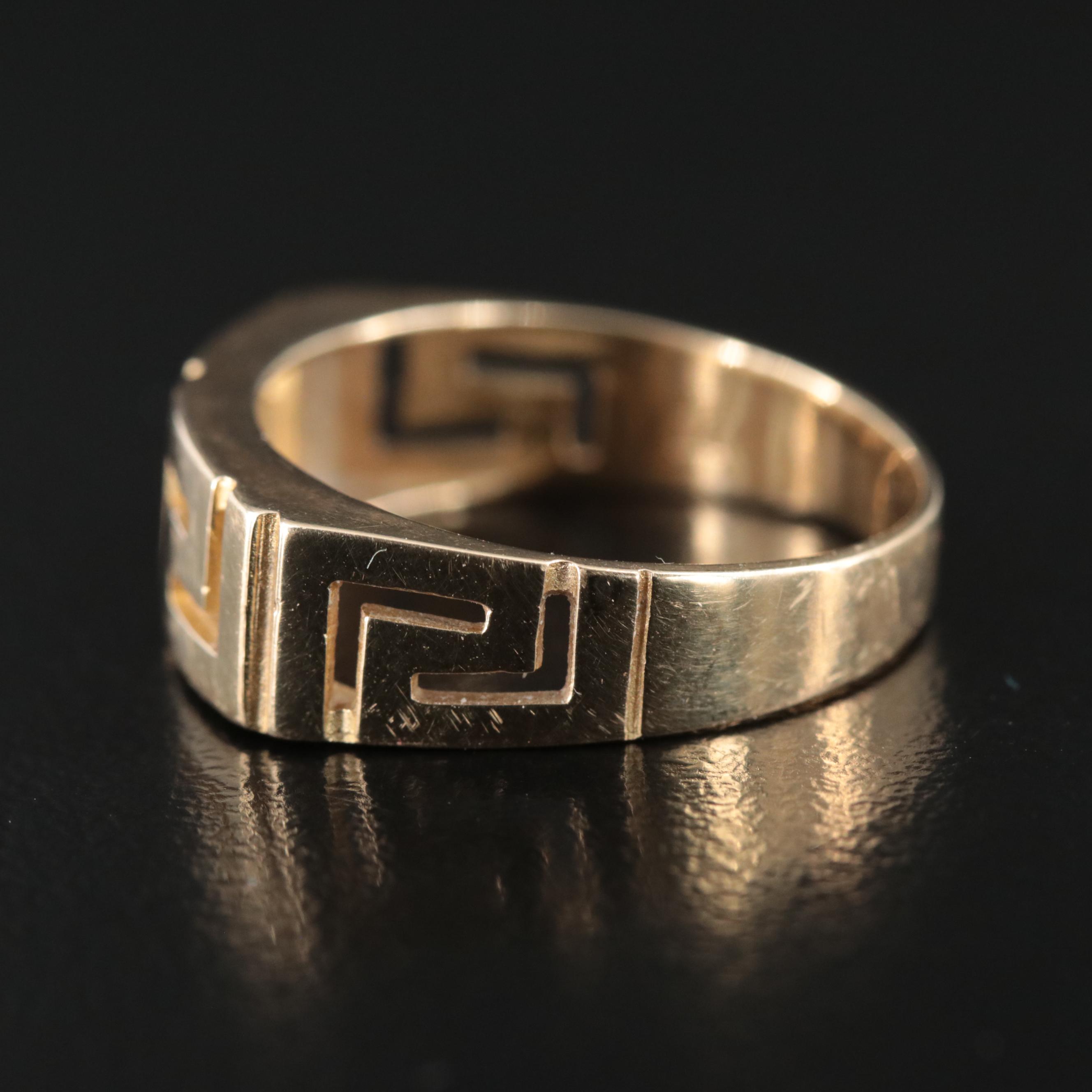 14K Greek Key Ring