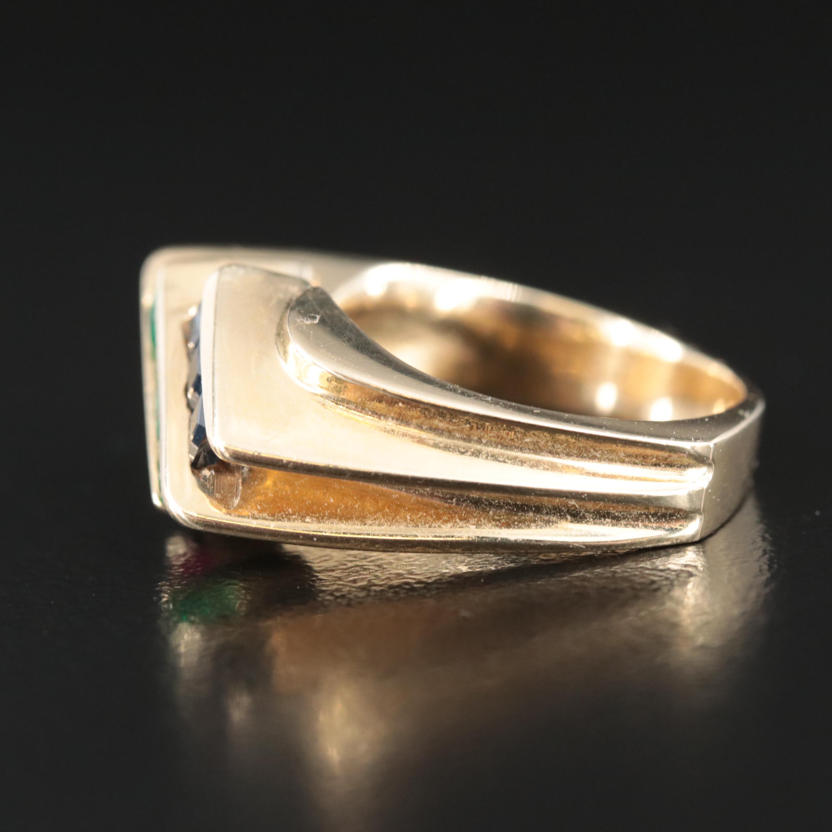 14K Ruby, Emerald and Sapphire Channel Ring