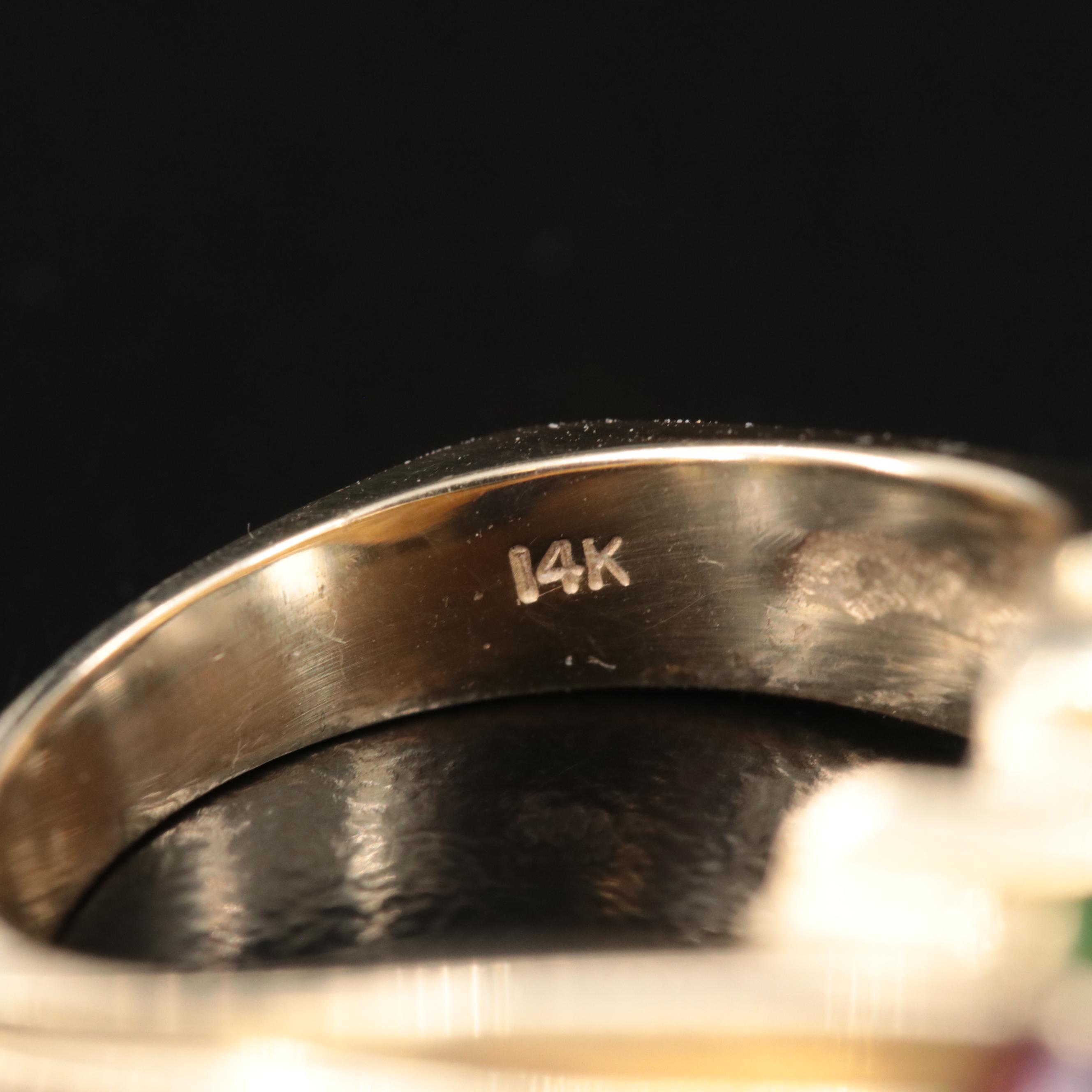 14K Ruby, Emerald and Sapphire Channel Ring