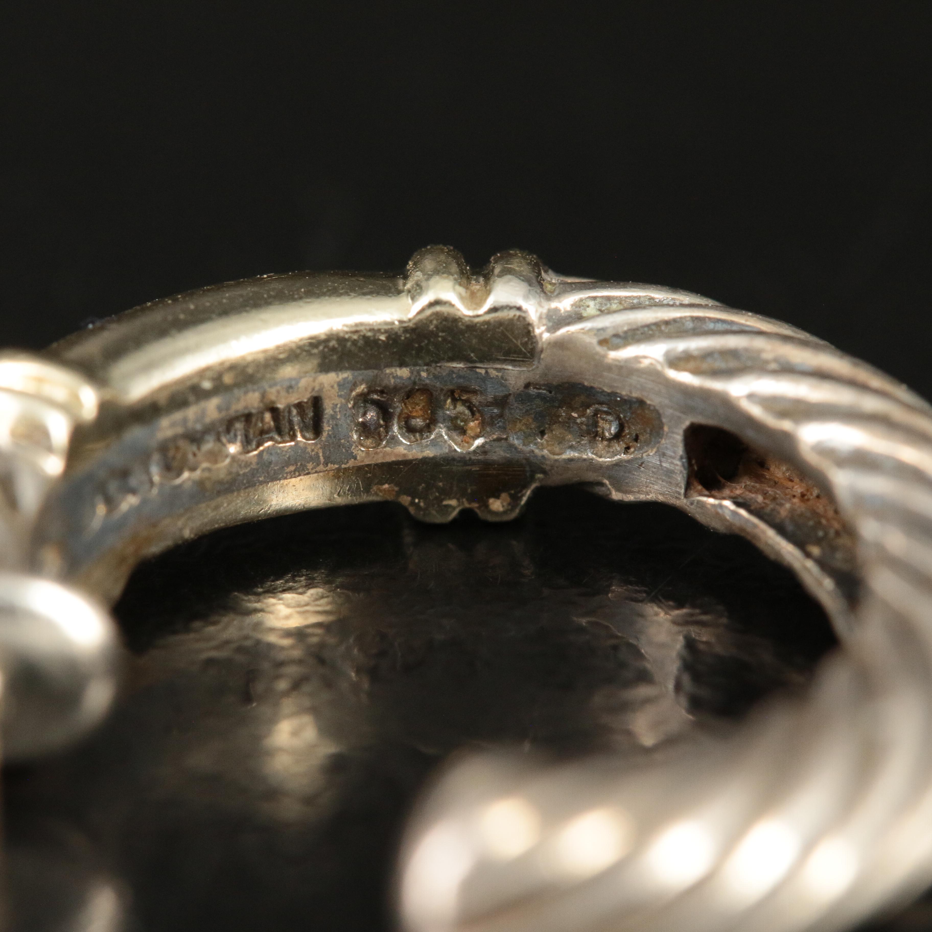 David Yurman "Metro" Sterling and 14K Small Hoop Earrings