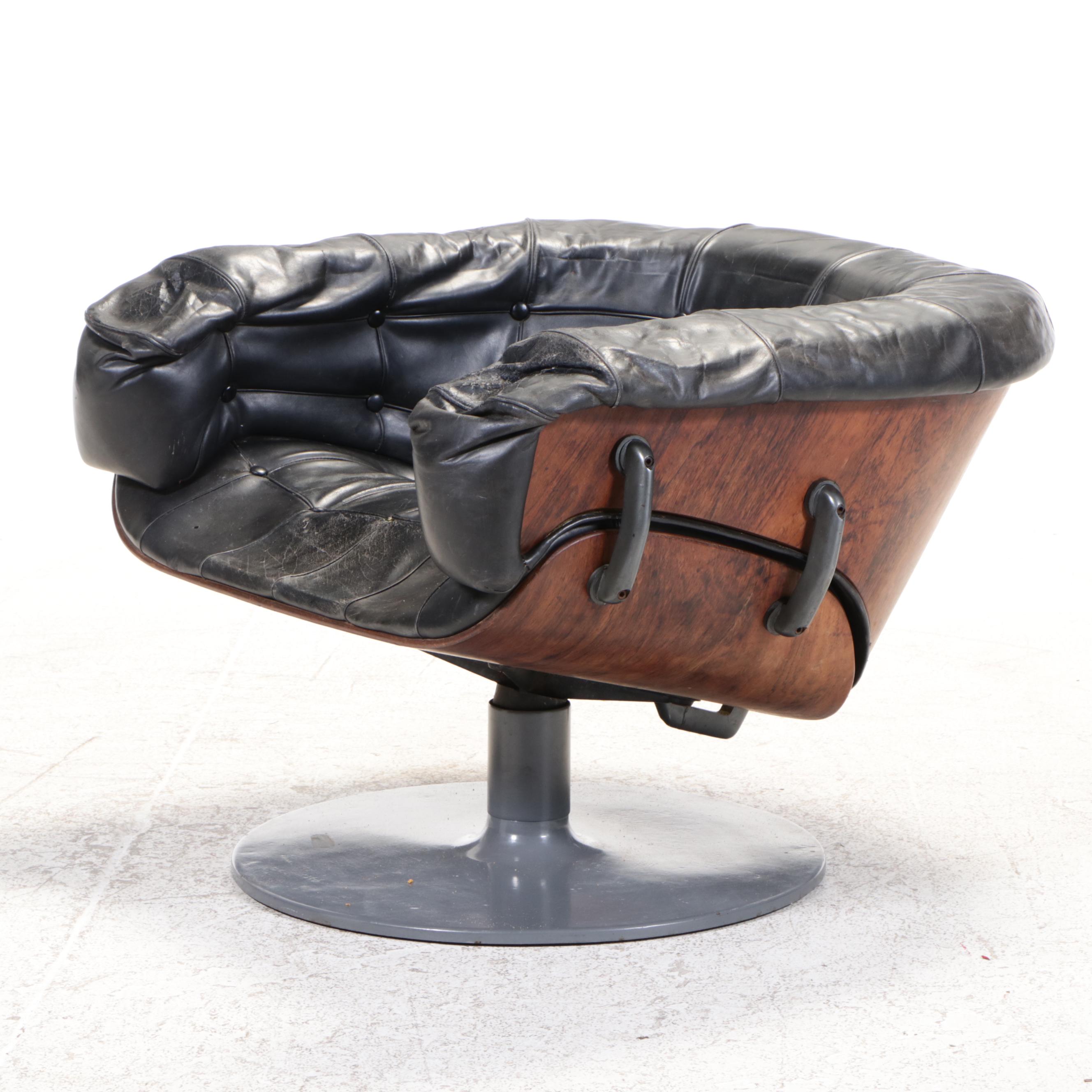 Martin Grierson for Arflex Laminated Rosewood and Leather "London" Lounge Chair