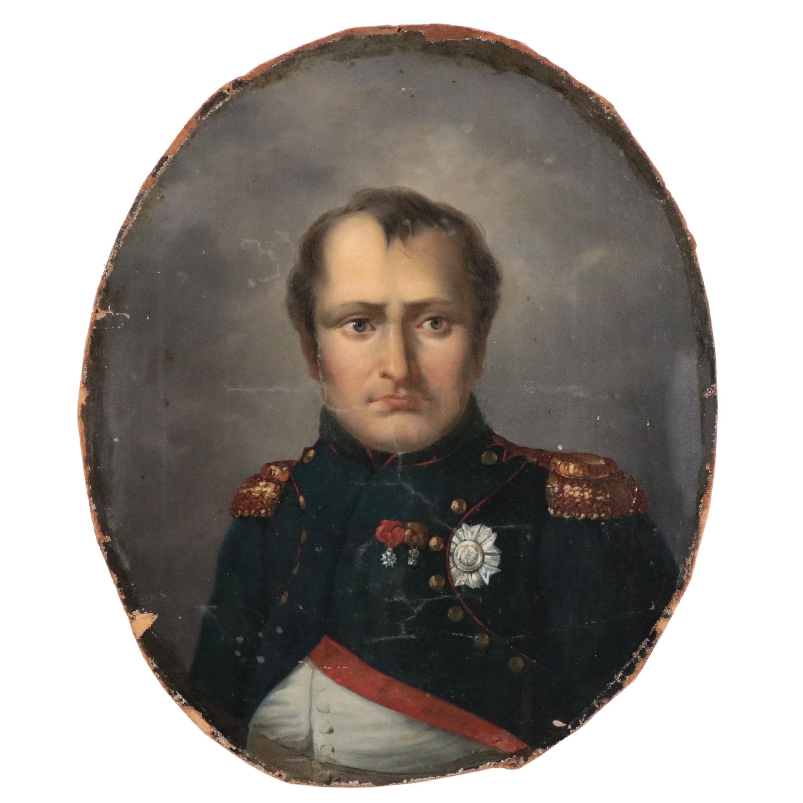 Oil Painting Portrait of Napoleon Bonaparte in Military Uniform