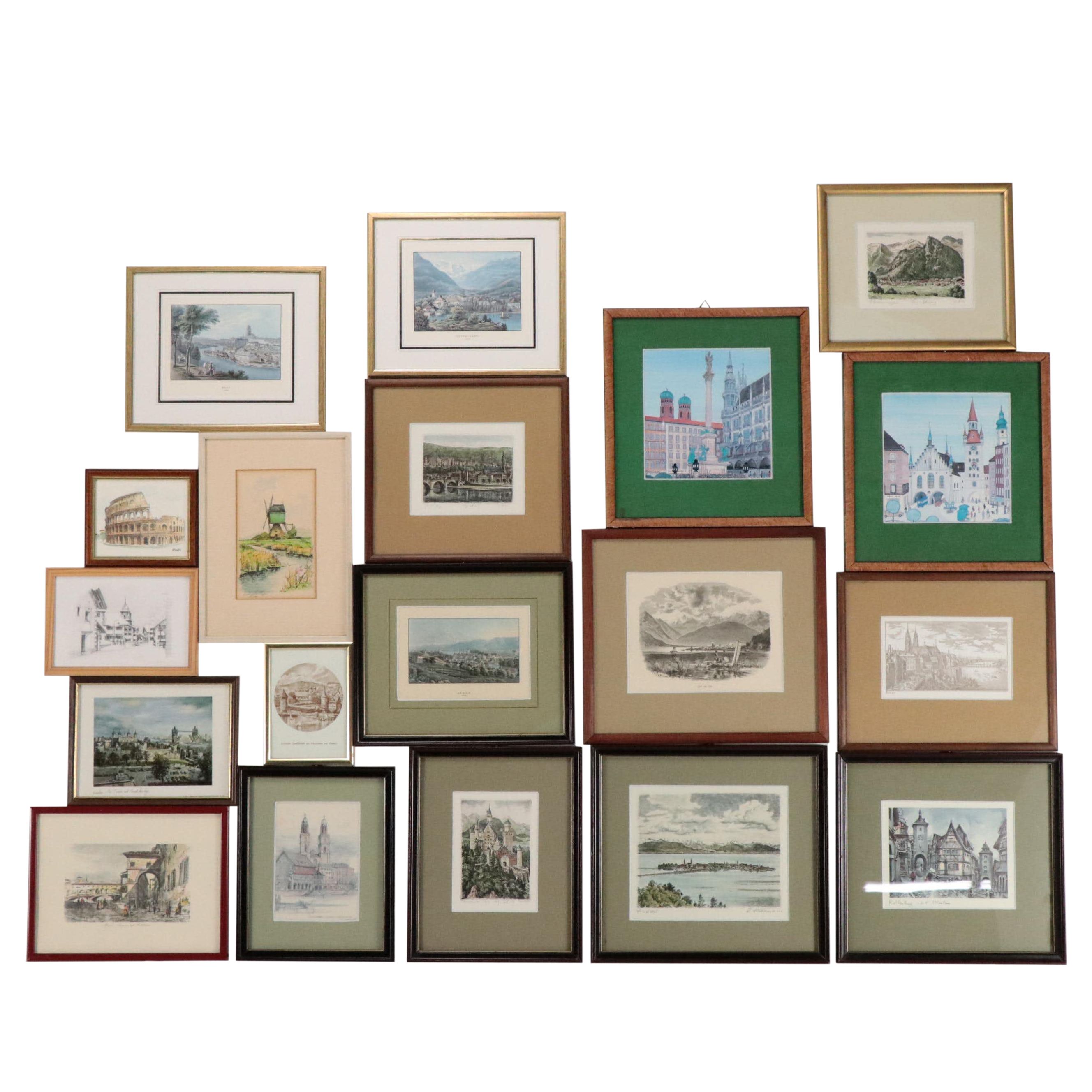 Collection of European Landmark Themed Prints and Others