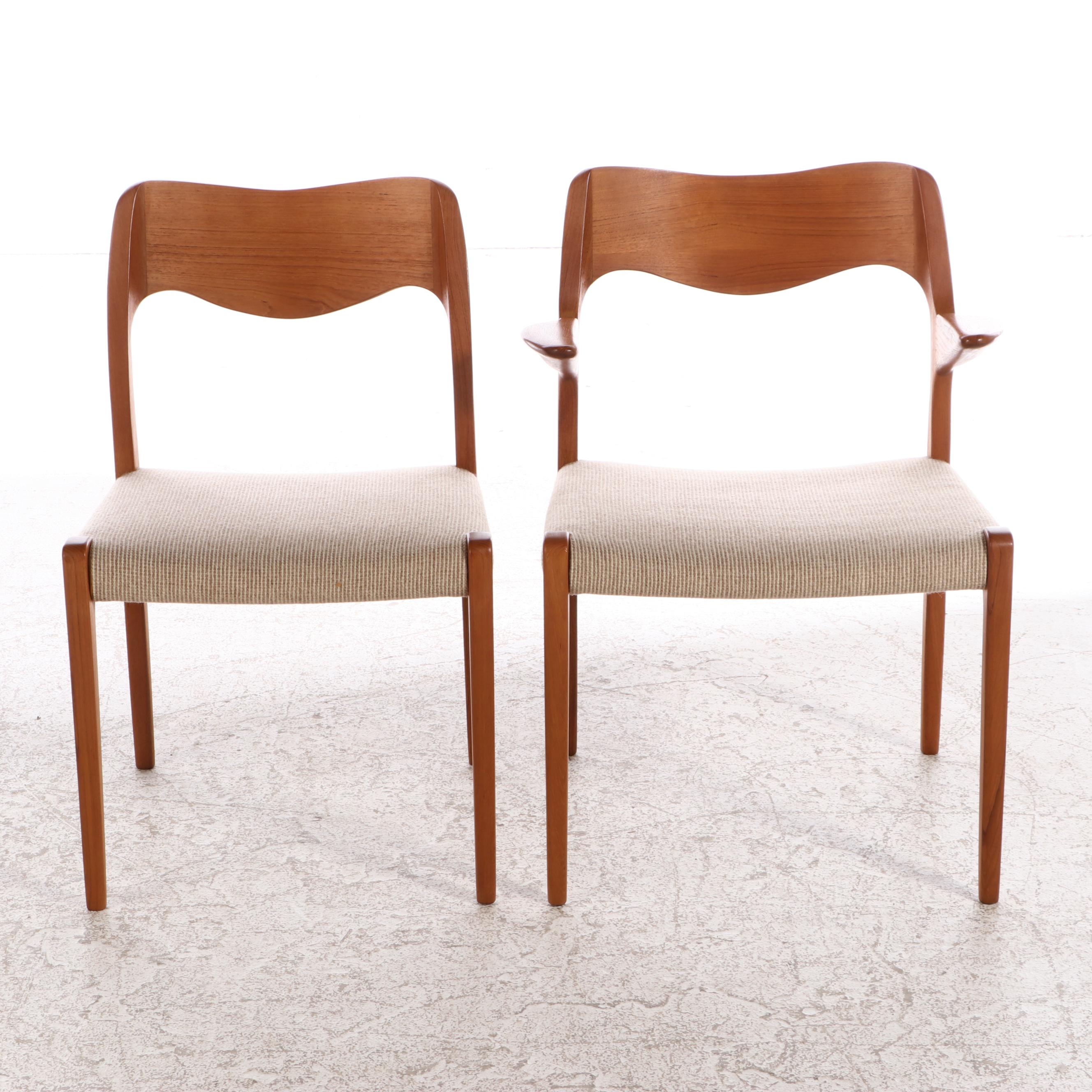 Seven-Piece Danish Modern Teak Dining Set, Incl. E. Valentinsen and L. Møller