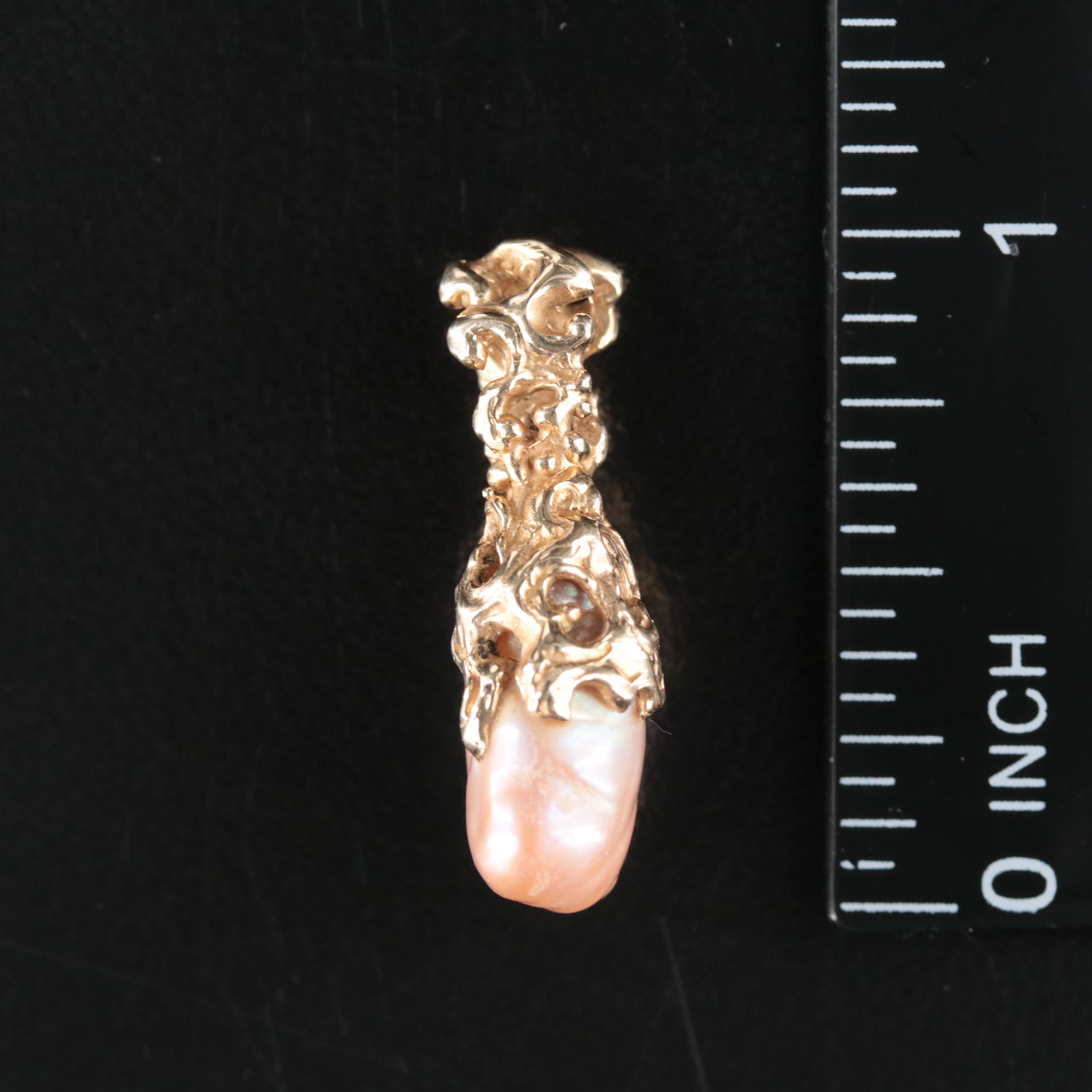 14K Baroque Pearl Organic Pendant