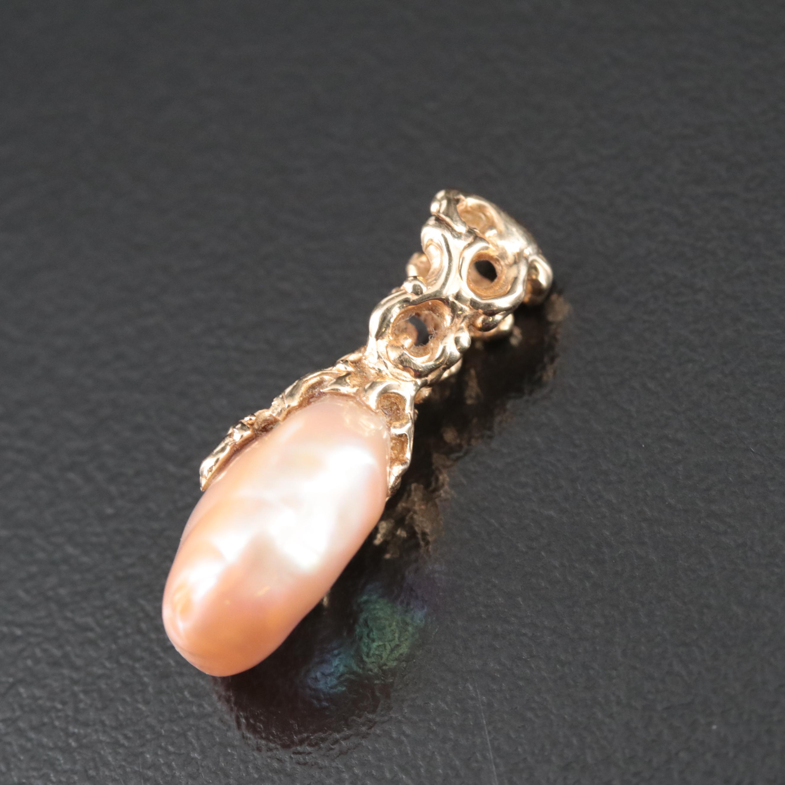 14K Baroque Pearl Organic Pendant