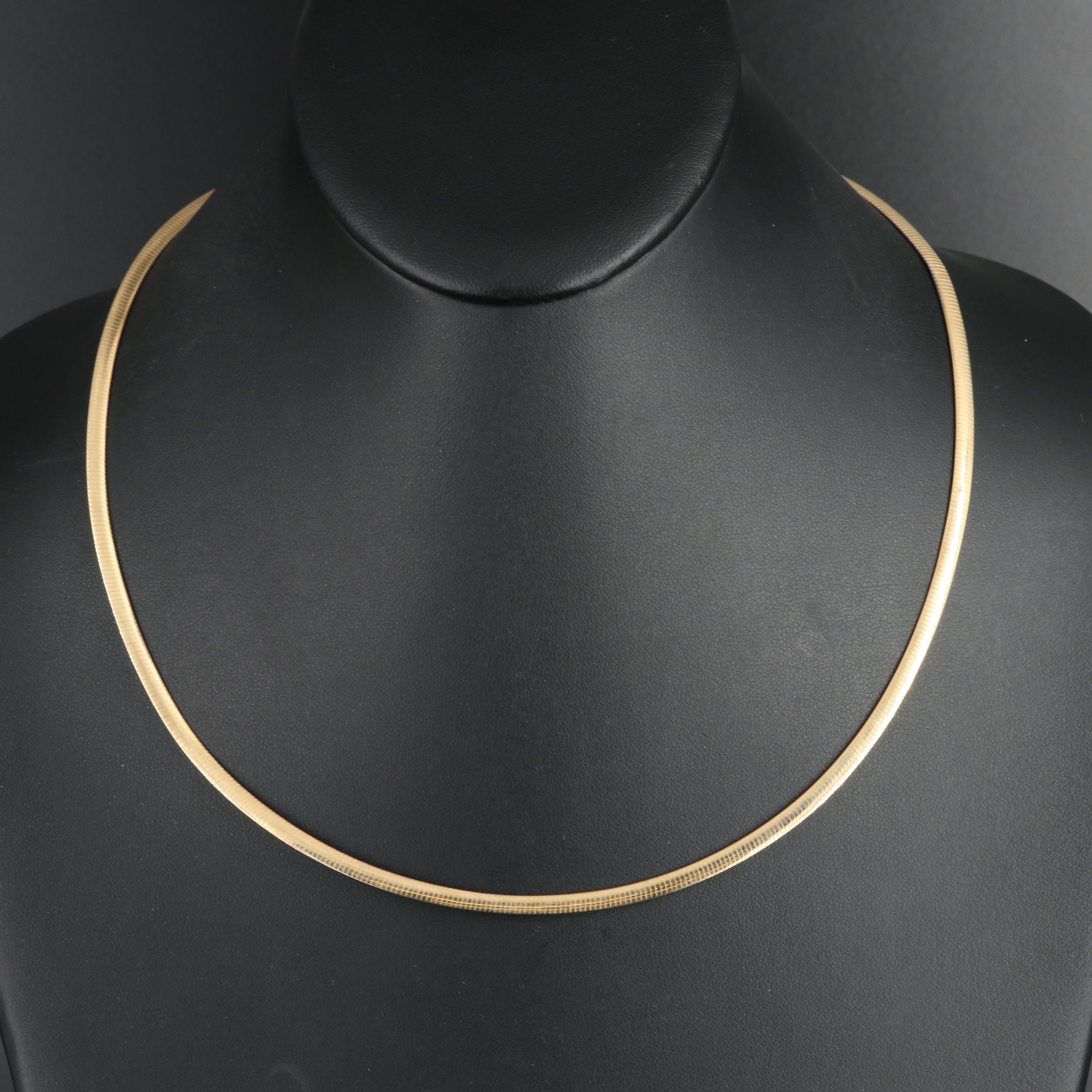 Italian 14K Reversible Omega Chain Necklace