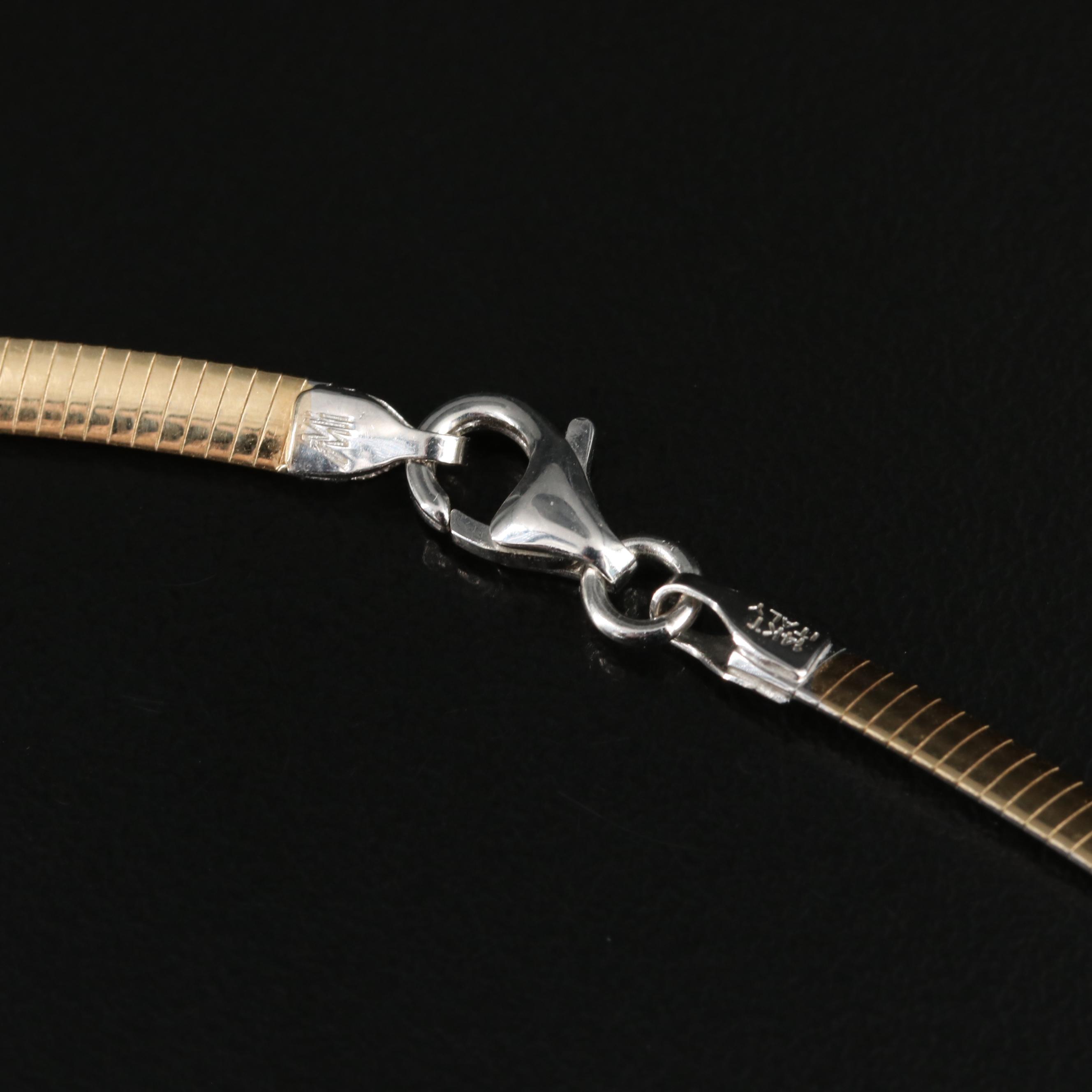 Italian 14K Reversible Omega Chain Necklace
