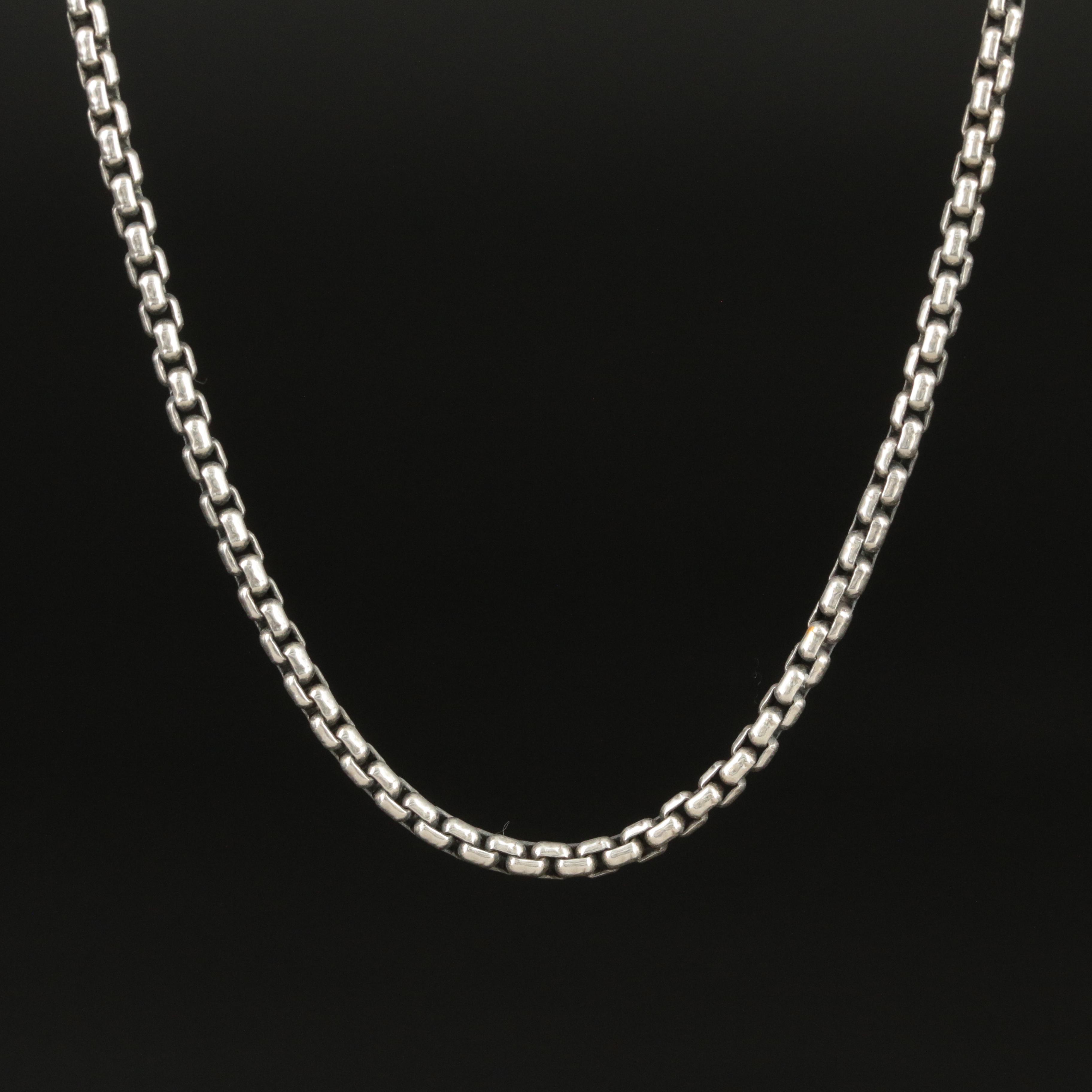 David Yurman Sterling Box Chain Necklace with 14K Accent
