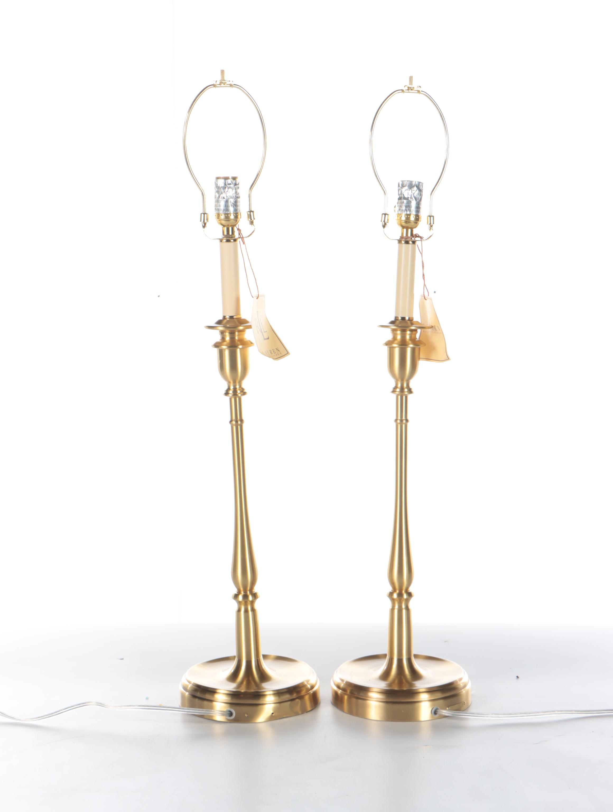 Ralph Lauren Brass Candlestick Table Lamps