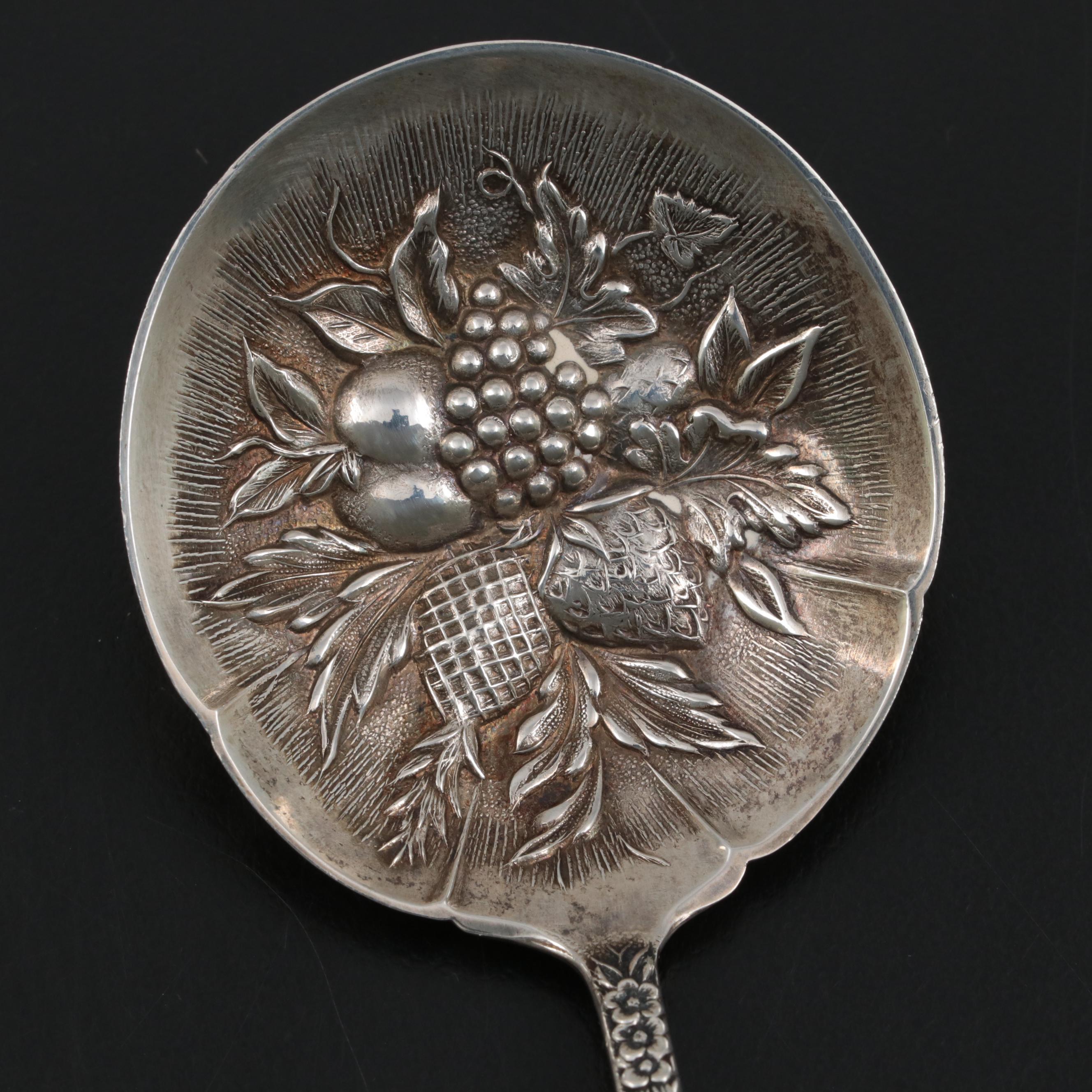 S. Kirk & Son "Repoussé" Sterling Silver Berry Spoon, Sugar Shell and Ladle