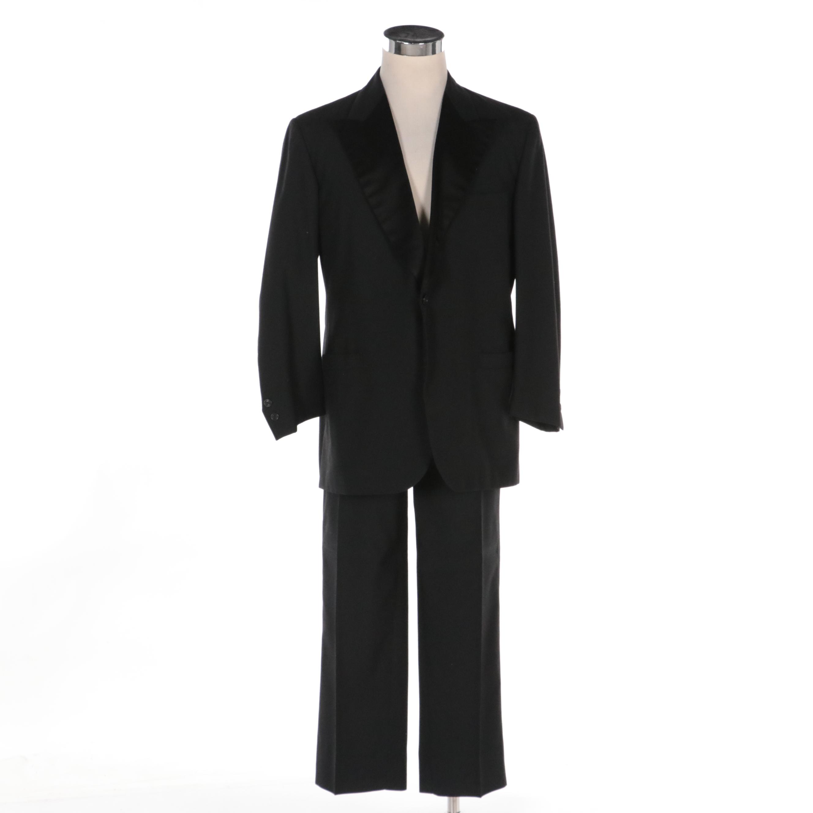 Men's Brooks Brothers 346 Satin Lapel Tuxedo in Black Wool