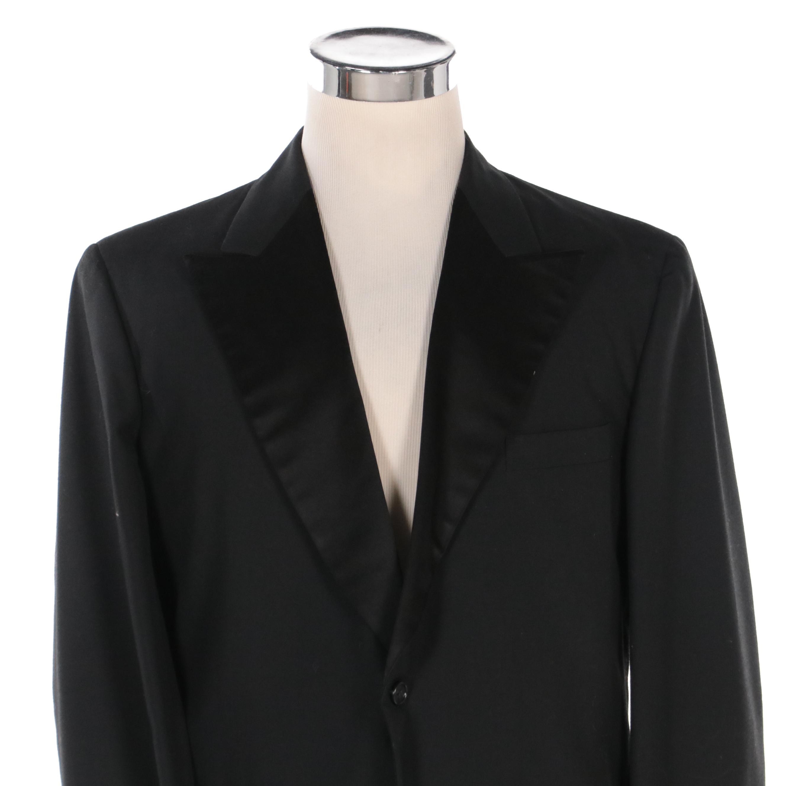 Men's Brooks Brothers 346 Satin Lapel Tuxedo in Black Wool
